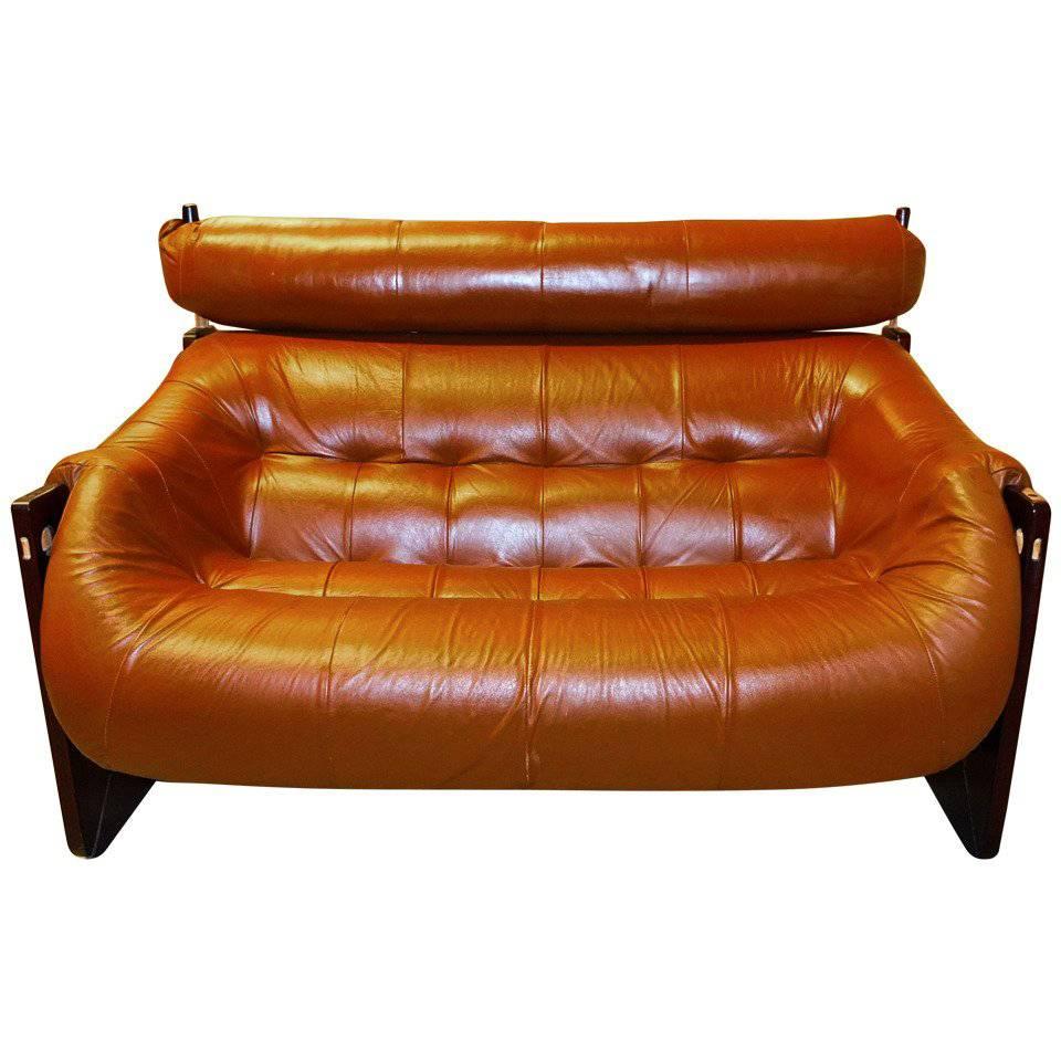 Percival Lafer Leather and Jatobah Sofa or Loveseat