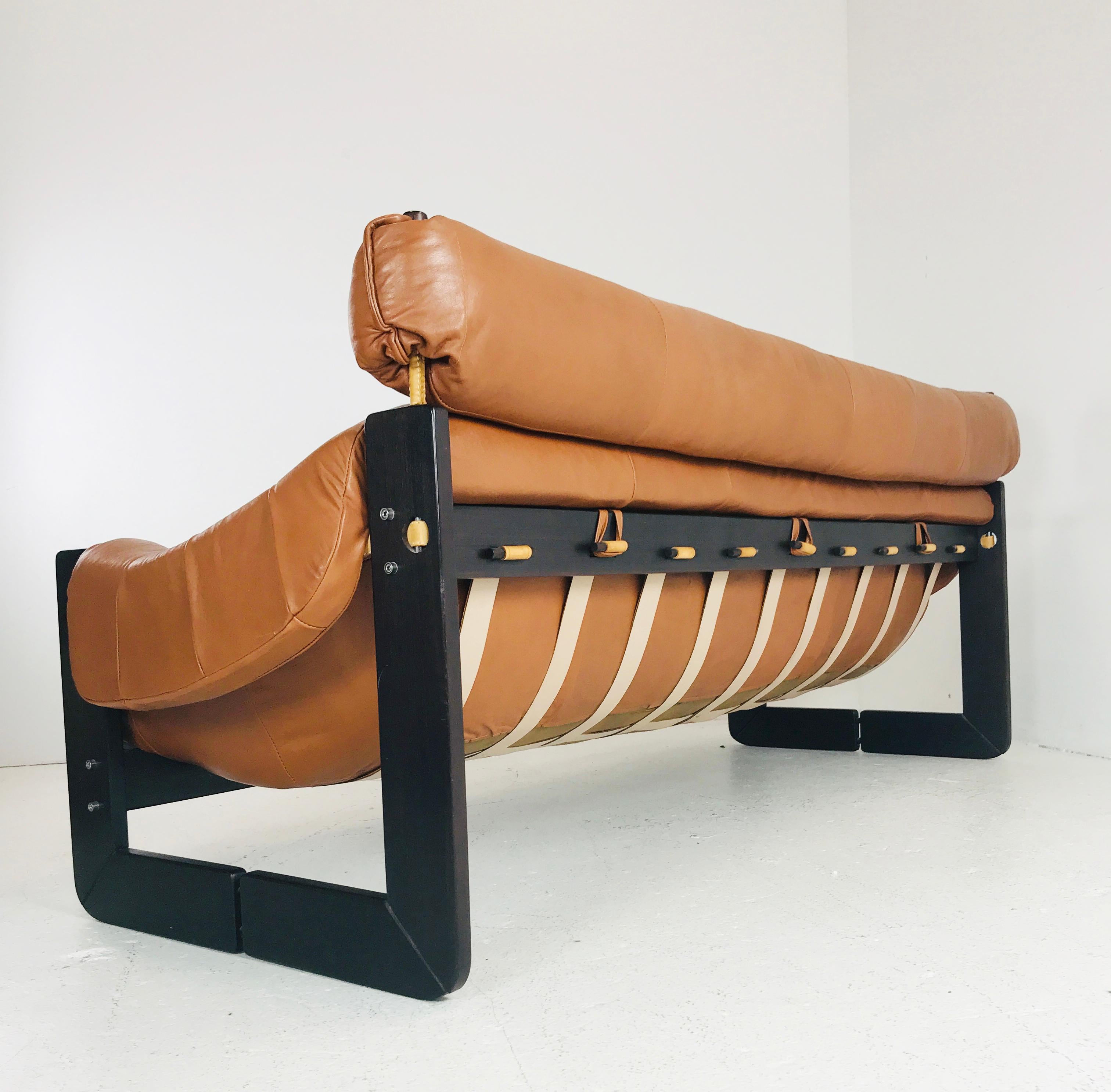Percival Lafer Leather and Wood Sofa 1
