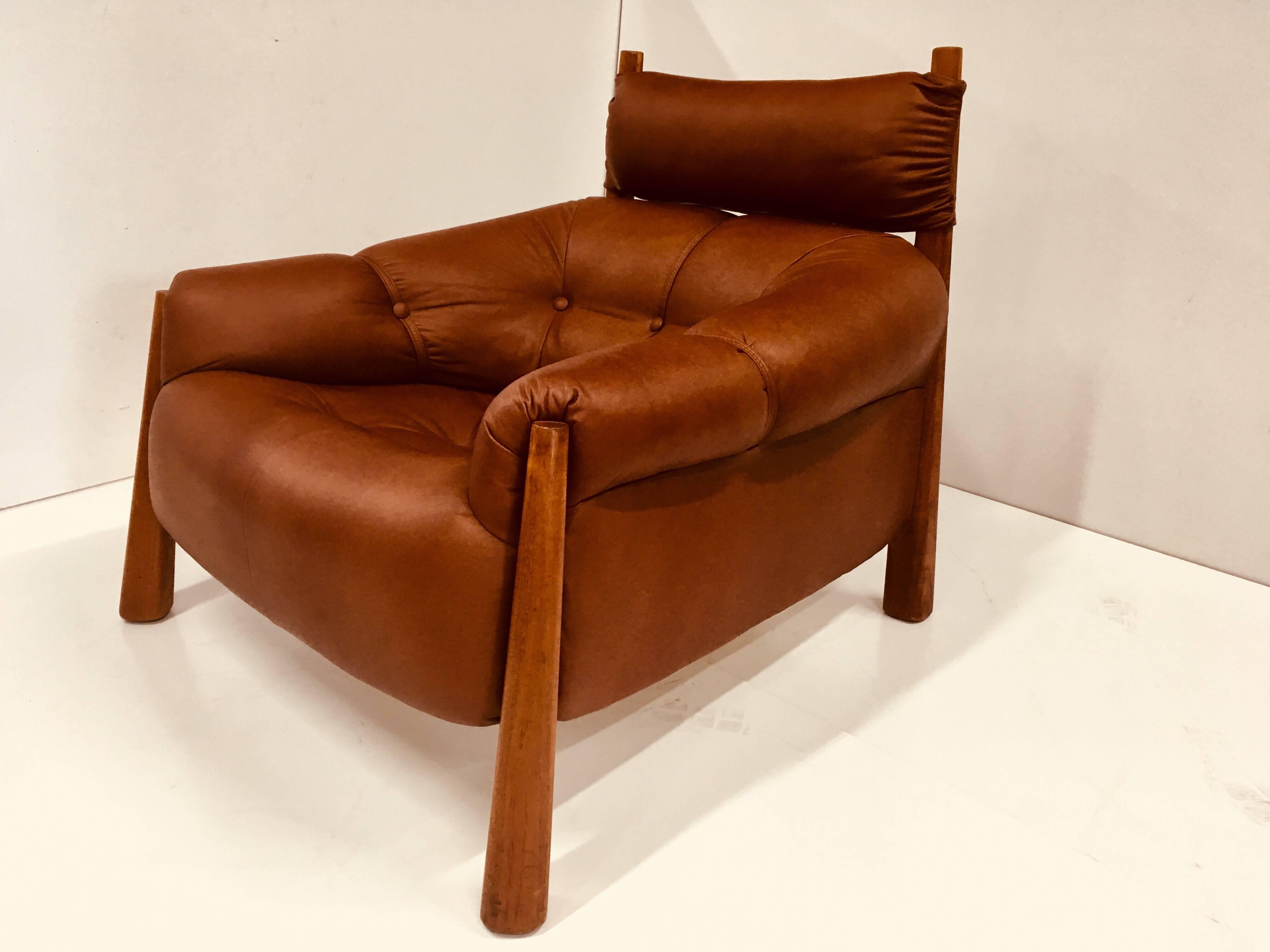 Mid-Century Modern Percival Lafer Leather Armchair, circa 1960s