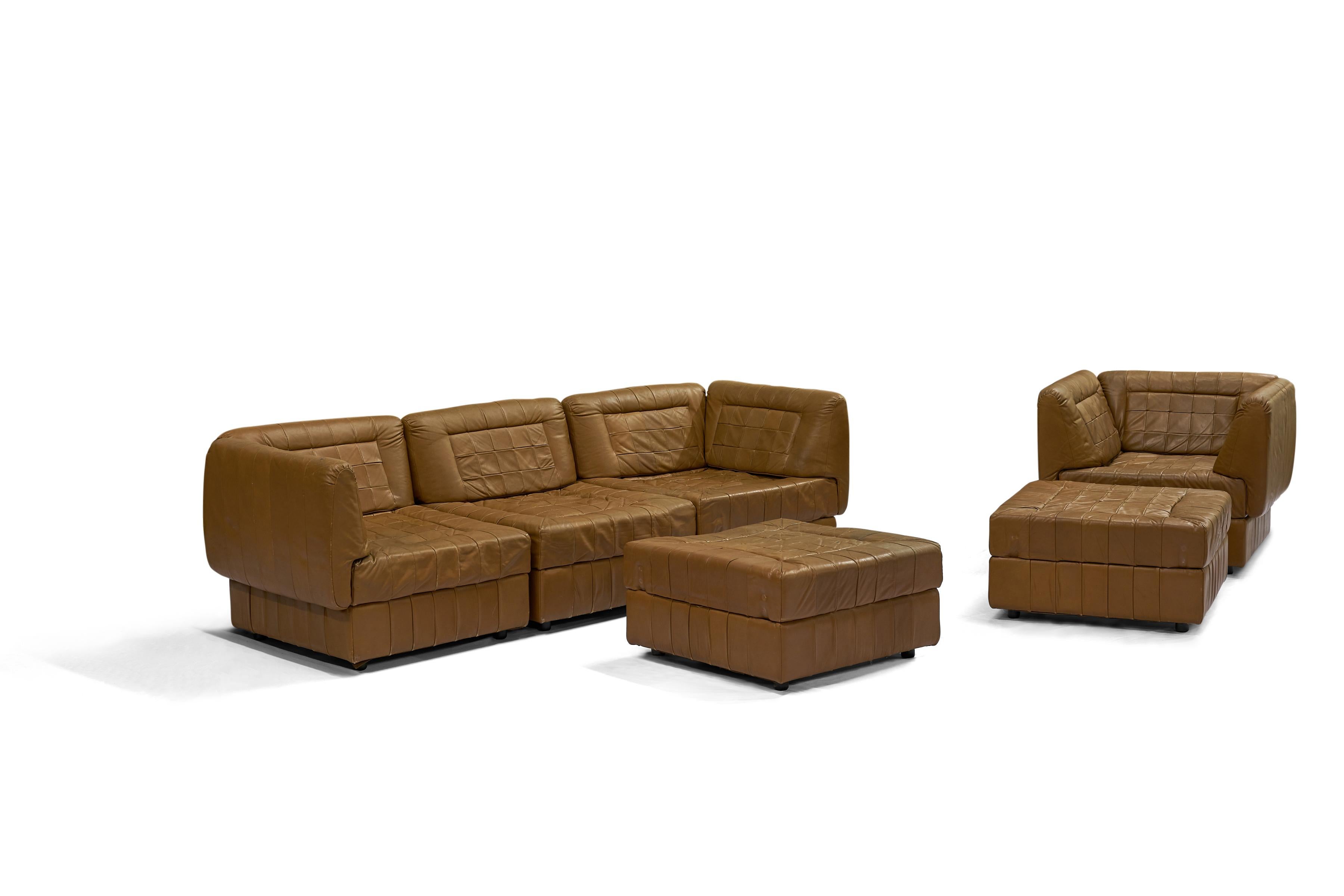 Brazilian Percival Lafer leather modular seating set For Sale