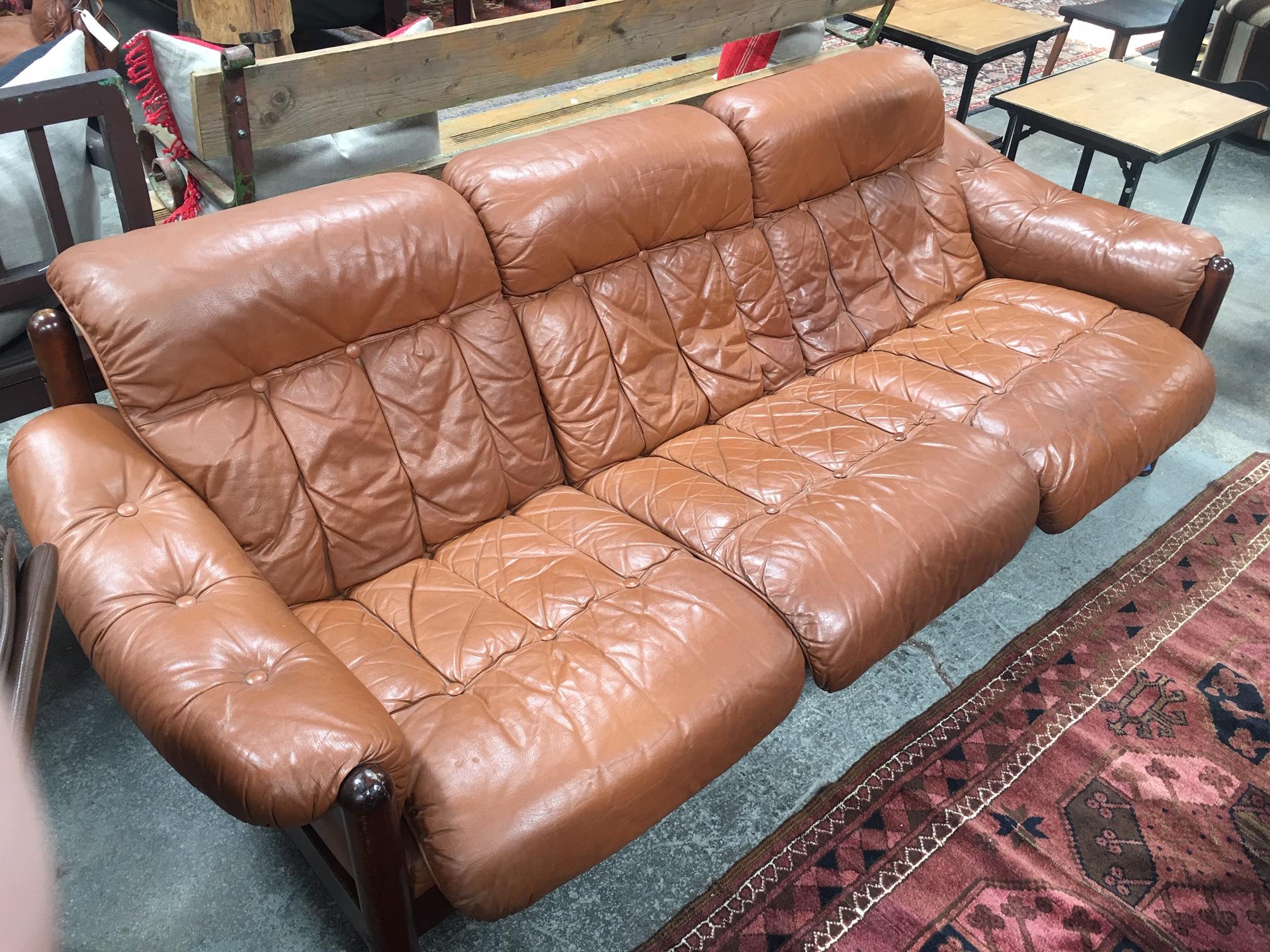 Percival Lafer Leather Sofa In Good Condition In Los Angeles, CA