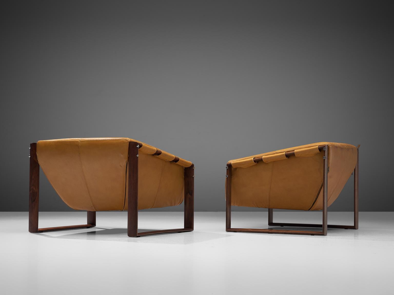 Mid-20th Century Percival Lafer Living Room Set in Ochre Yellow Leather