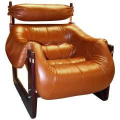 Percival Lafer Lounge Chair in Leather and Jatobah