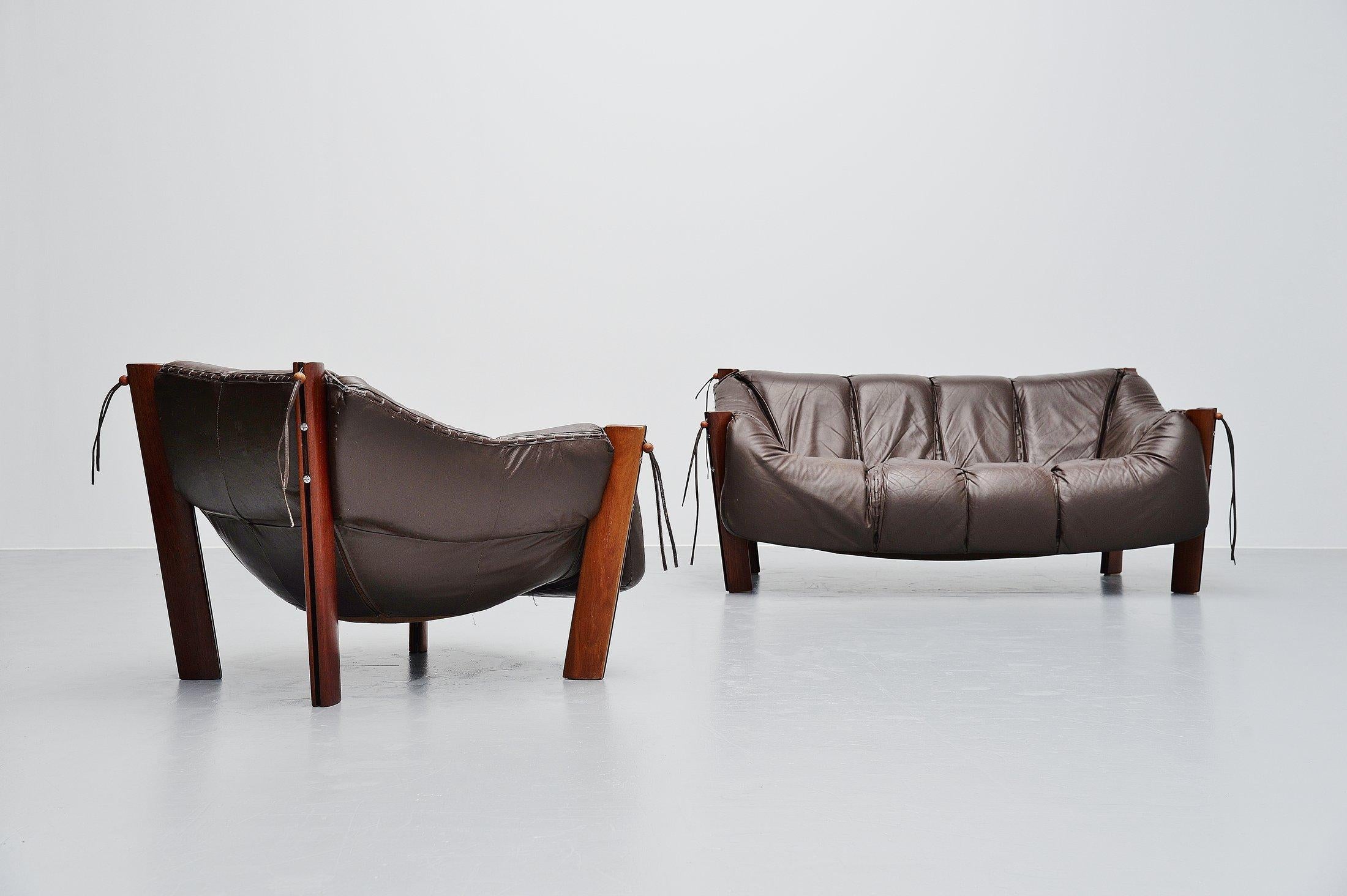 Percival Lafer Lounge Chair in Mahogany Leather, Brazil, 1960 In Good Condition In Roosendaal, Noord Brabant