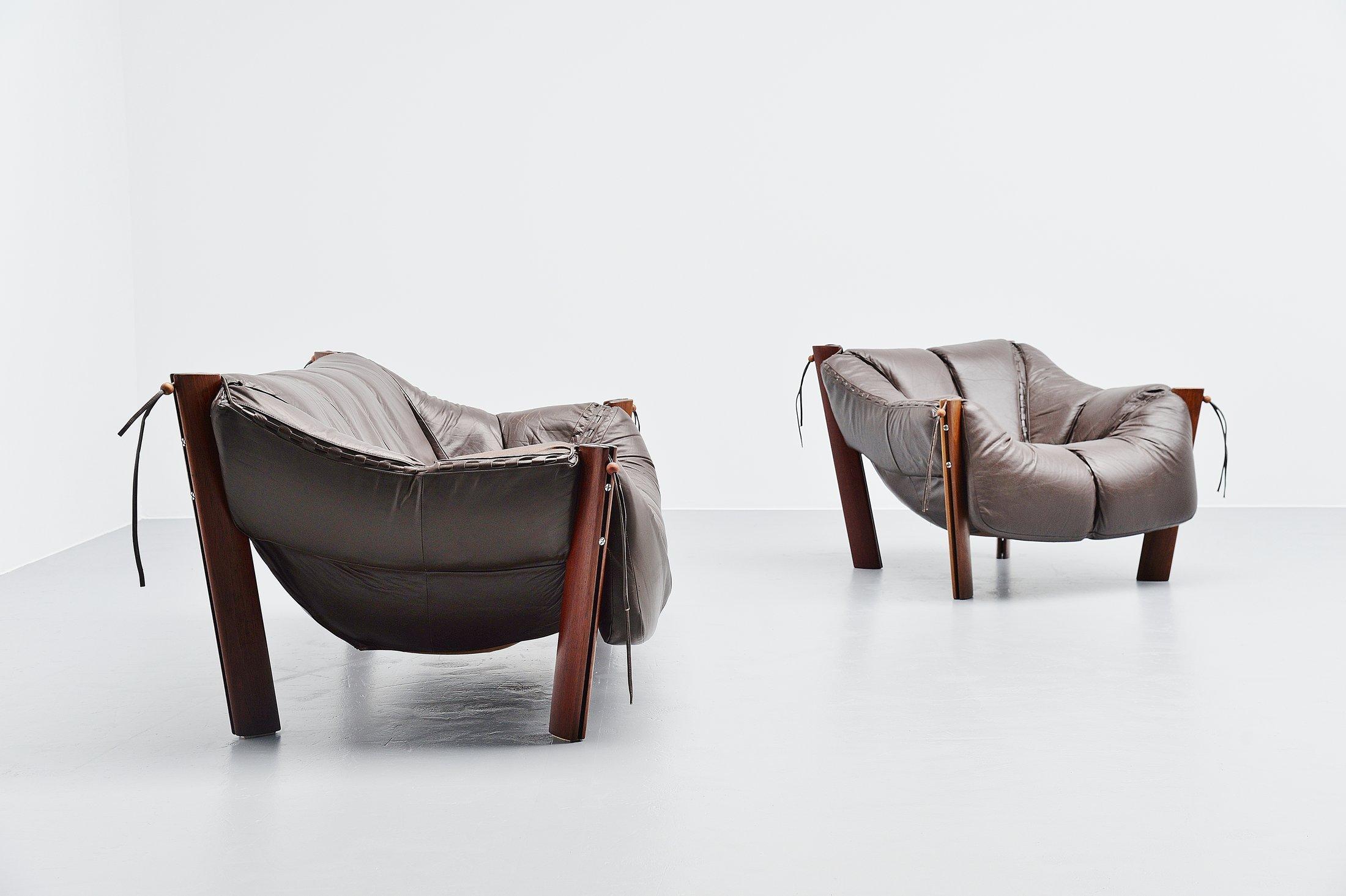 Percival Lafer Lounge Chair in Mahogany Leather, Brazil, 1960 1