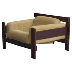 Percival Lafer, Lounge Chair, Wood, Fabric, Brazil, 1970s