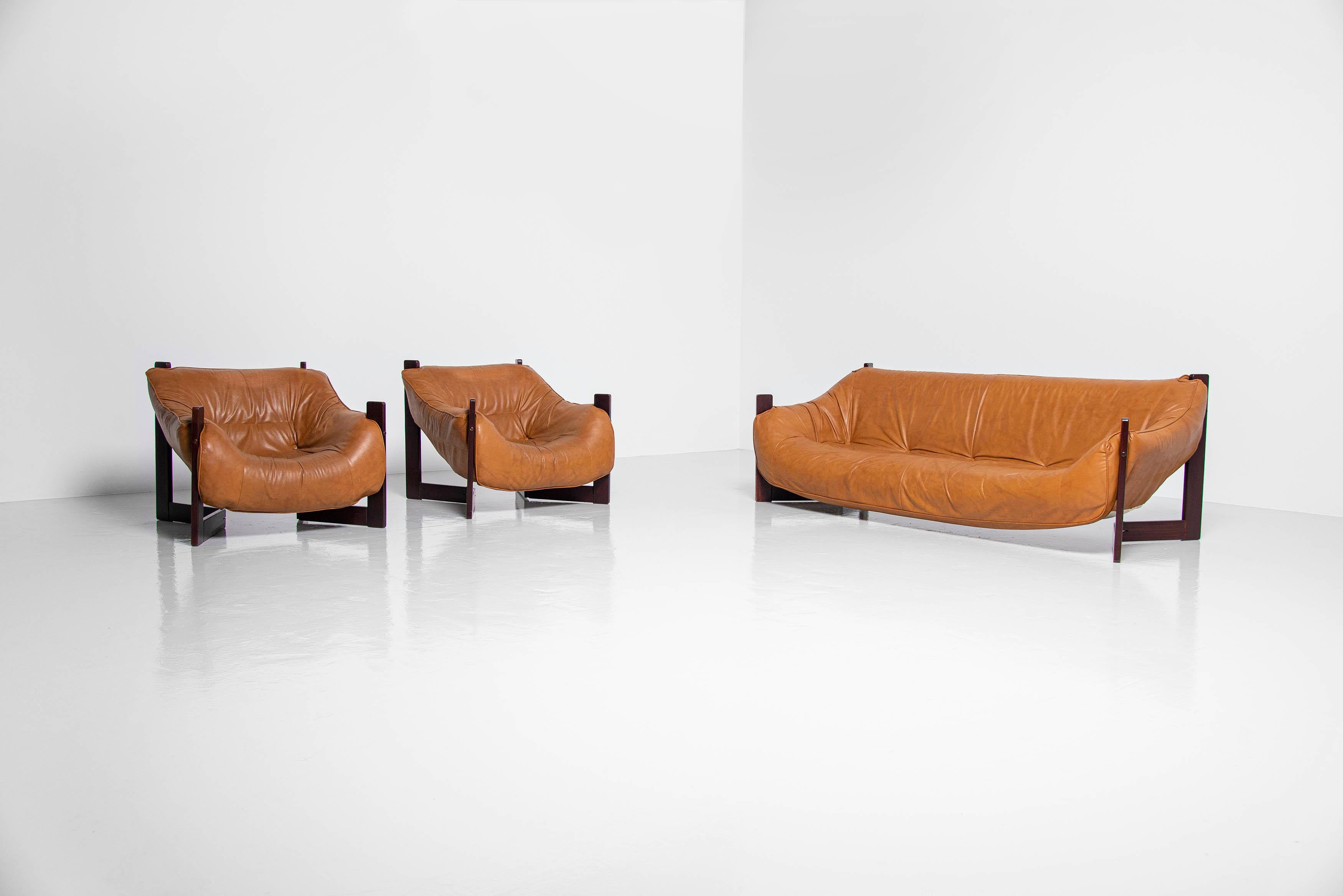 Percival Lafer Lounge Chairs in Mahogany & Leather Brazil, 1970 7
