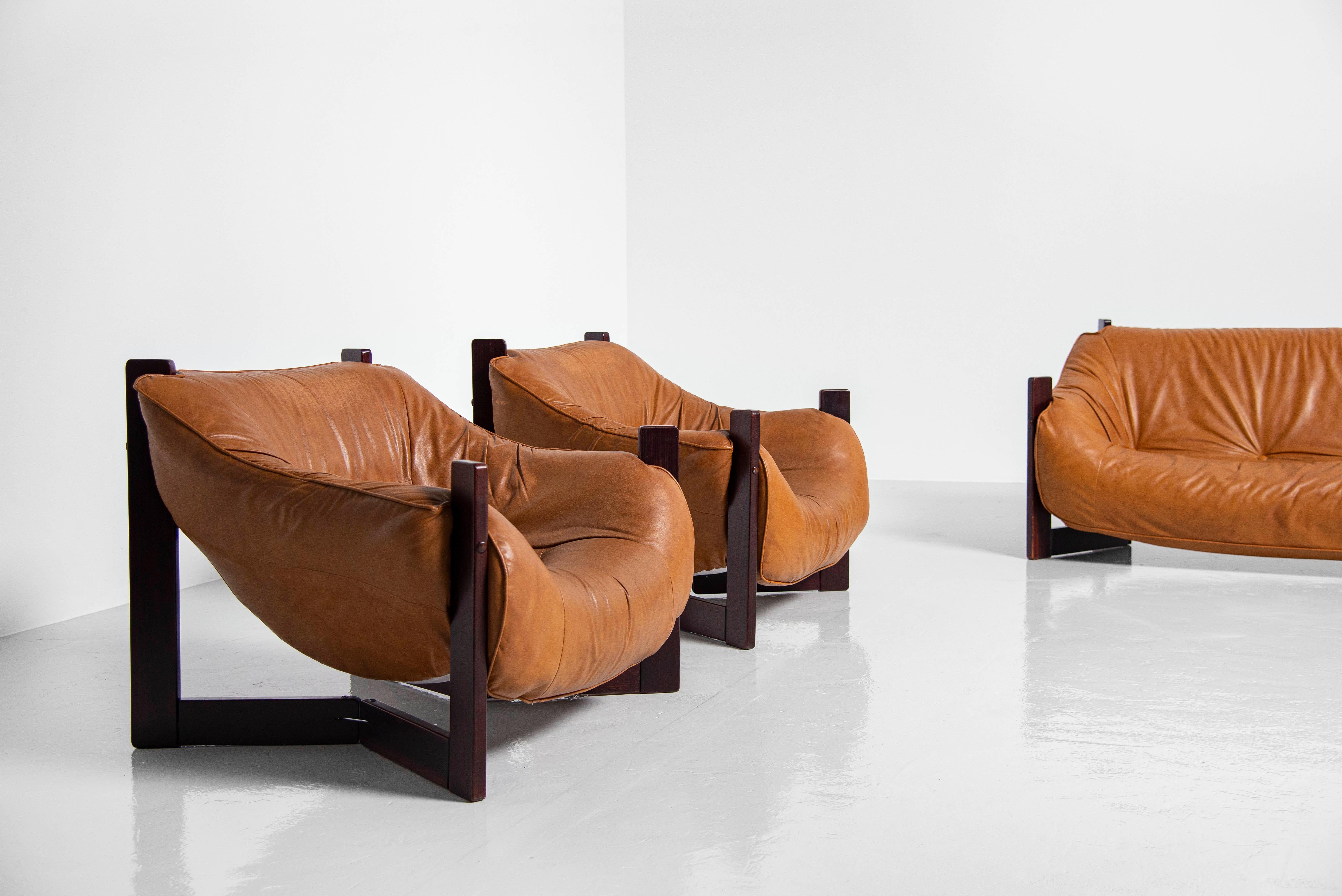 Percival Lafer Lounge Chairs in Mahogany & Leather Brazil, 1970 8