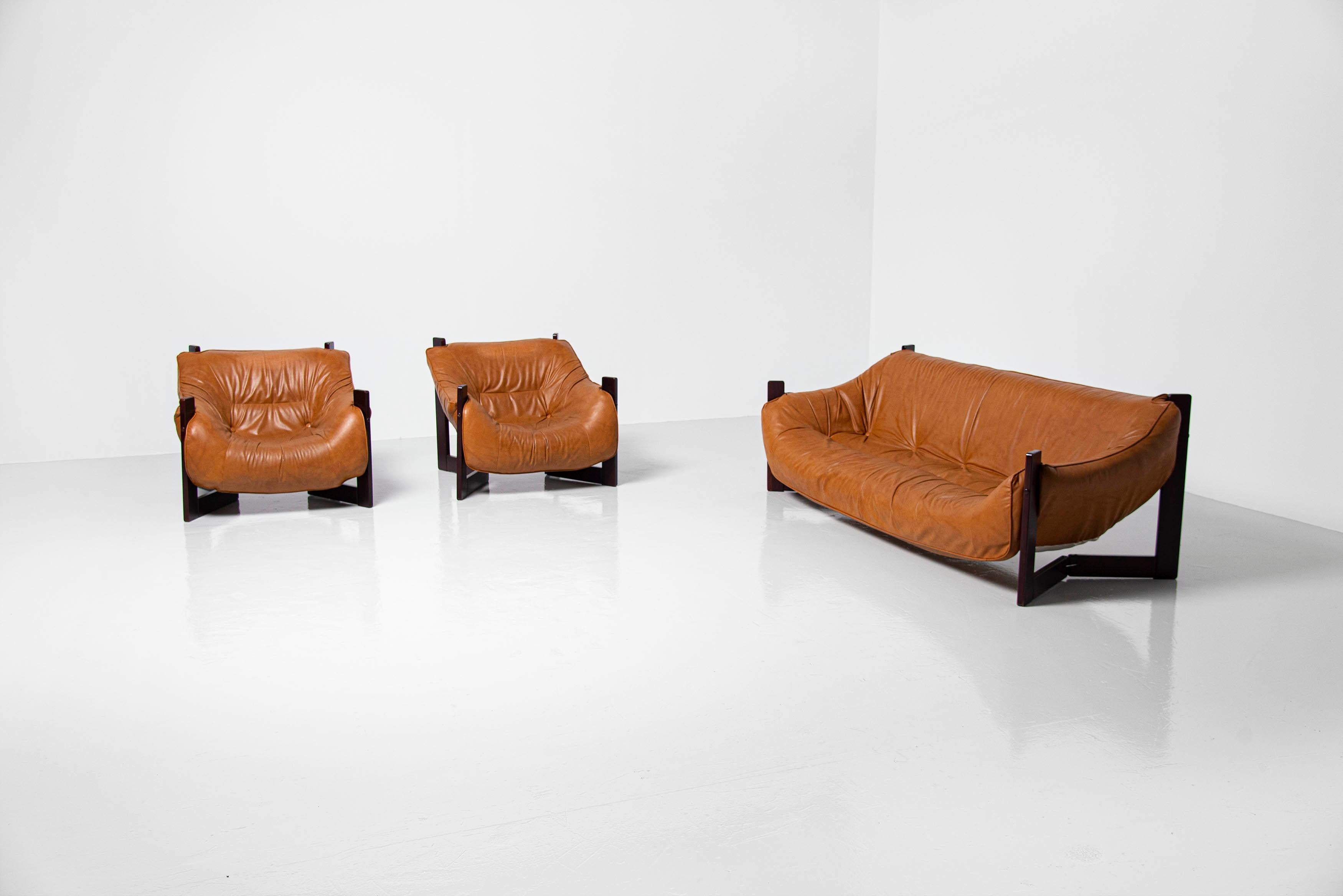 Percival Lafer Lounge Chairs in Mahogany & Leather Brazil, 1970 9