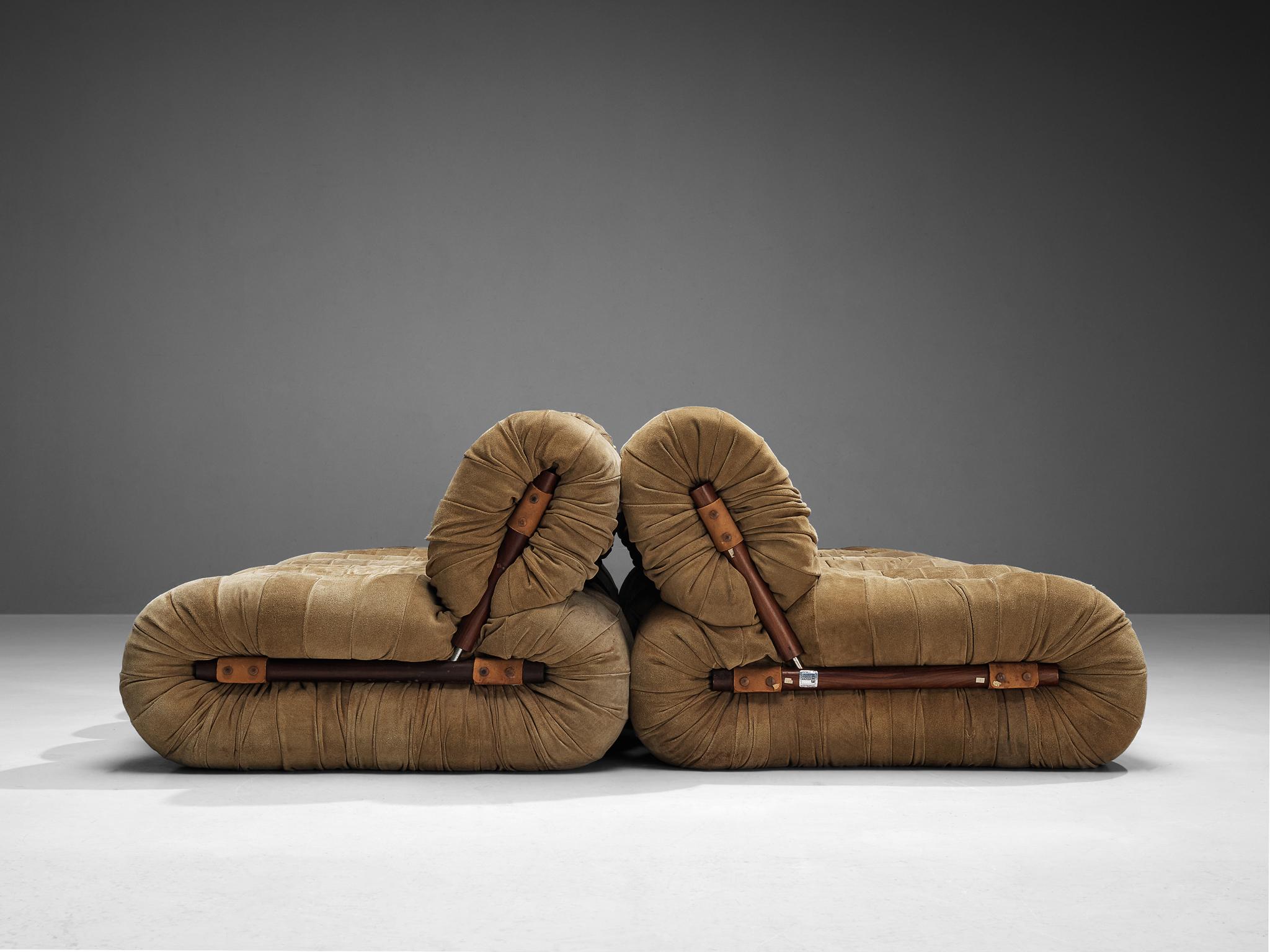 Percival Lafer Lounge Chairs in Nubuck Leather 8