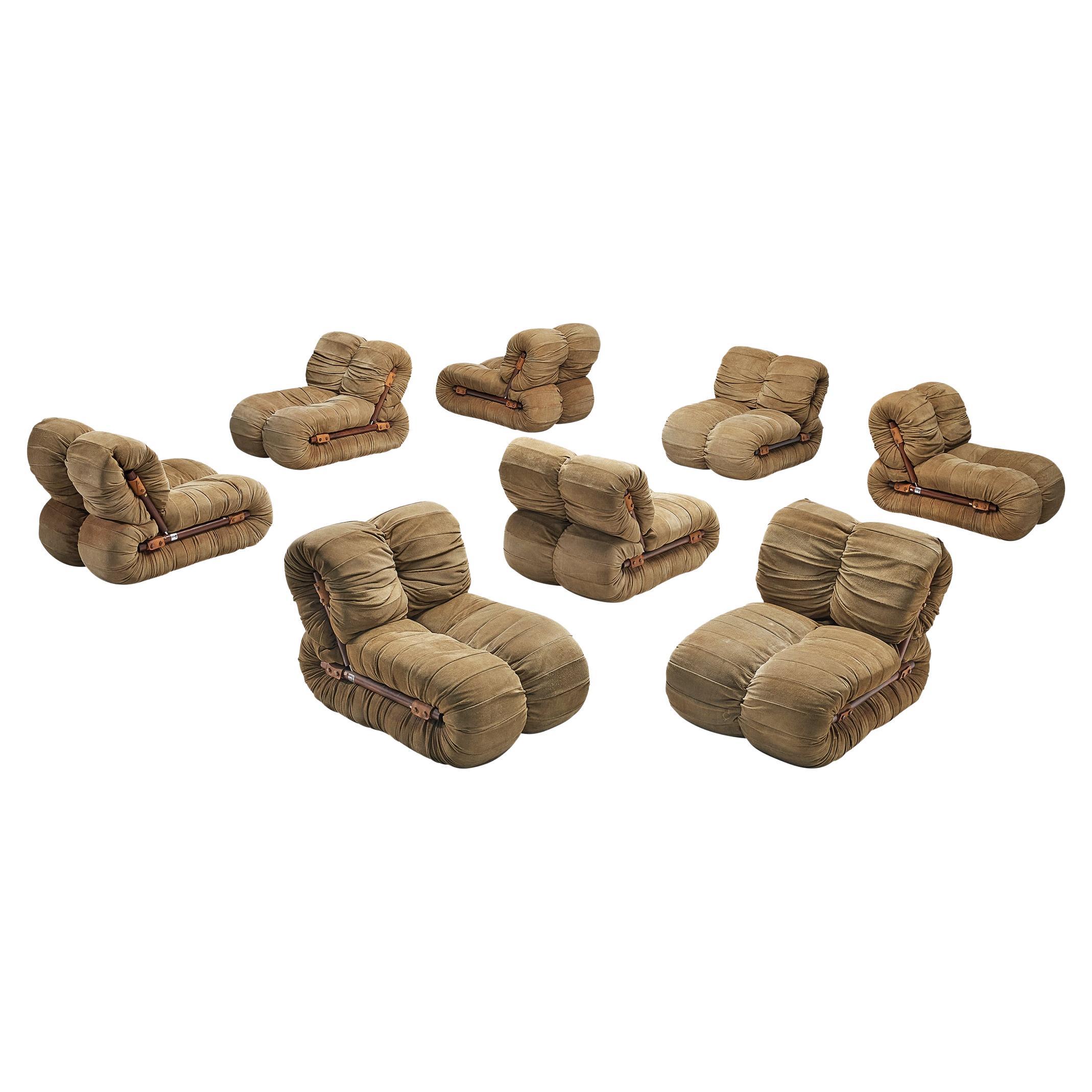 Percival Lafer Lounge Chairs in Nubuck Leather