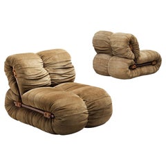 Percival Lafer Lounge Chairs in Nubuck Leather