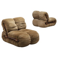 Percival Lafer Lounge Chairs in Nubuck Leather