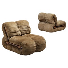 Percival Lafer Lounge Chairs in Nubuck Leather