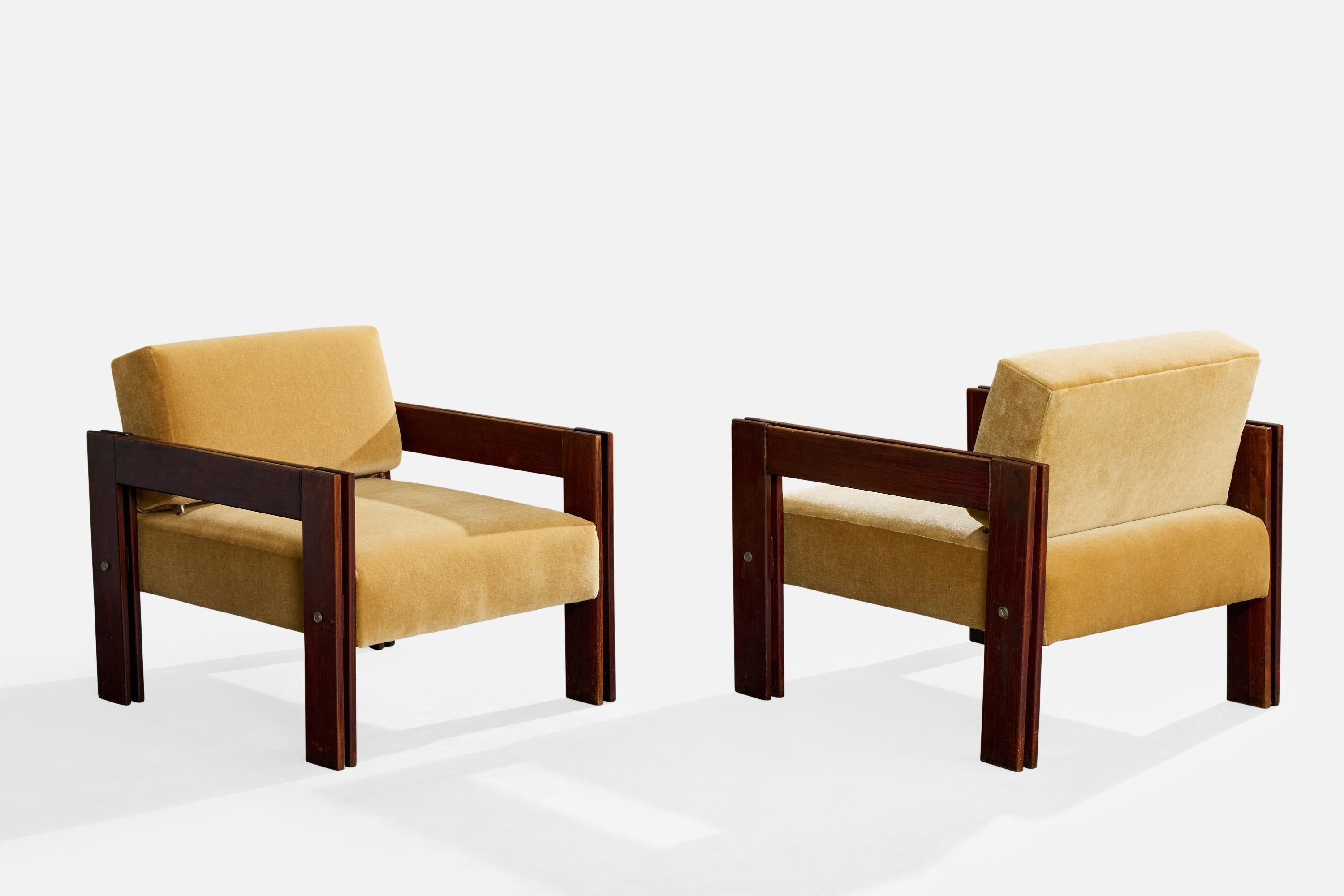 Percival Lafer, Lounge Chairs, Wood, Mohair, Brazil, 1960s (Moderne der Mitte des Jahrhunderts) im Angebot