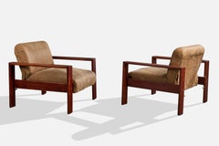 Percival Lafer, Lounge Chairs, Wood, Vinyl, Brazil, 1970s