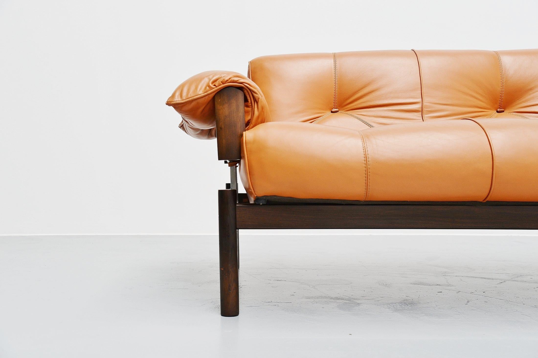 Stained Percival Lafer Lounge Sofa Brazil, 1960