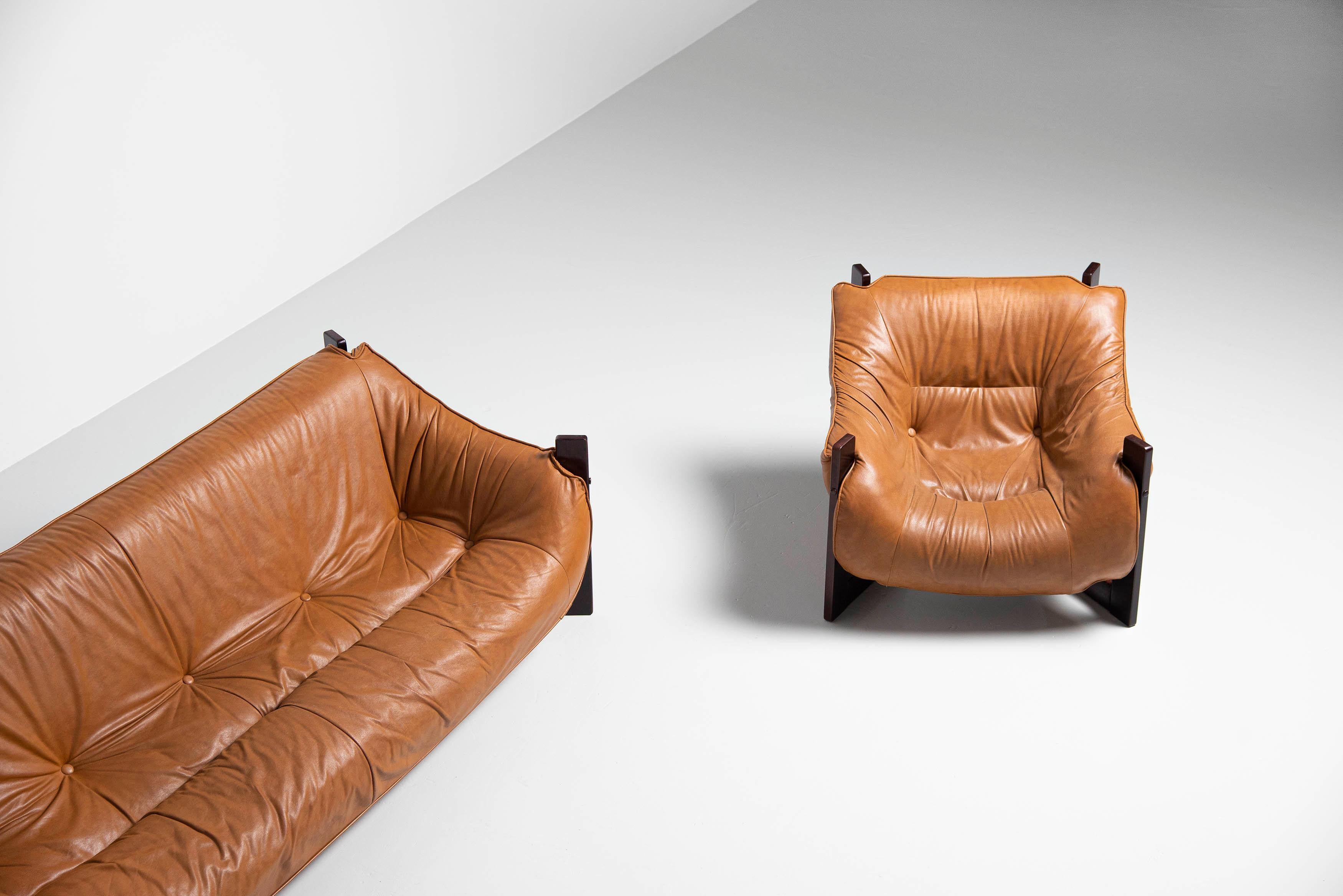 Percival Lafer Lounge Sofa in Jatoba & Leather, Brazil, 1970 4