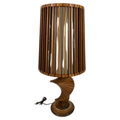 Percival Lafer Mid-Century Brazilian Wooden Spiral and Slat Lamp