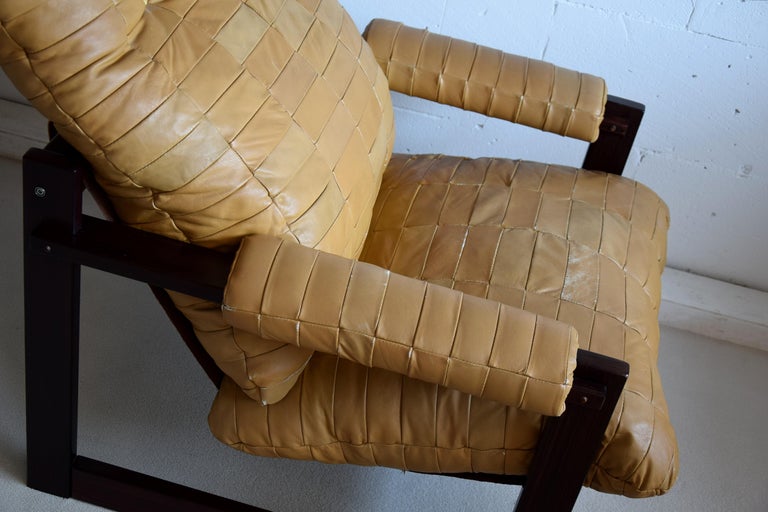 Percival Lafer Mid-Century Modern Brazilian Mahogany and Leather Lounge Chair In Good Condition For Sale In Weesp, NL