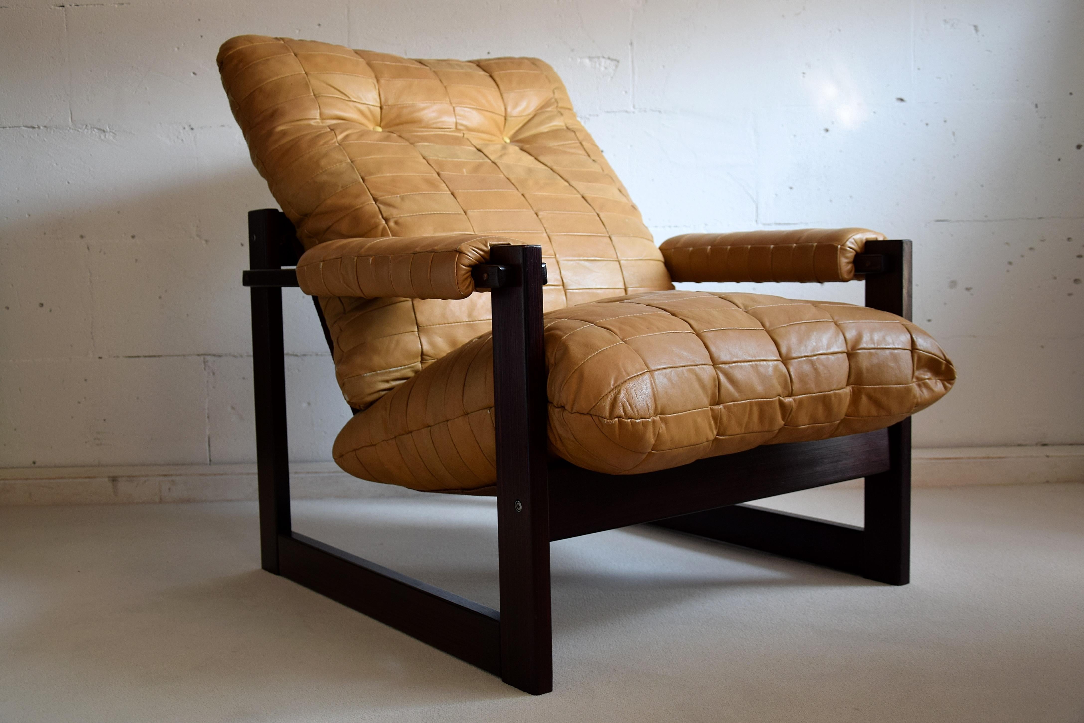 Late 20th Century Percival Lafer Mid-Century Modern Jatoba Wood and Leather Lounge Chair