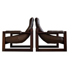 Percival Lafer Mid-Century Modern Brazilian Mahogany and Leather Lounge Chairs
