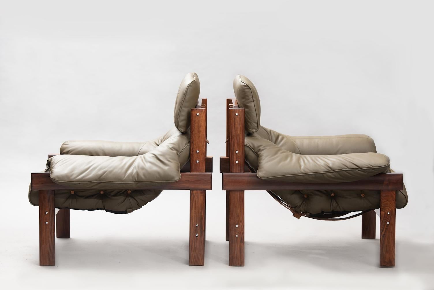 Brazilian Percival Lafer Mid-Century Modern Hardwood Lounge Chairs for Lafer, Brazil 1960s