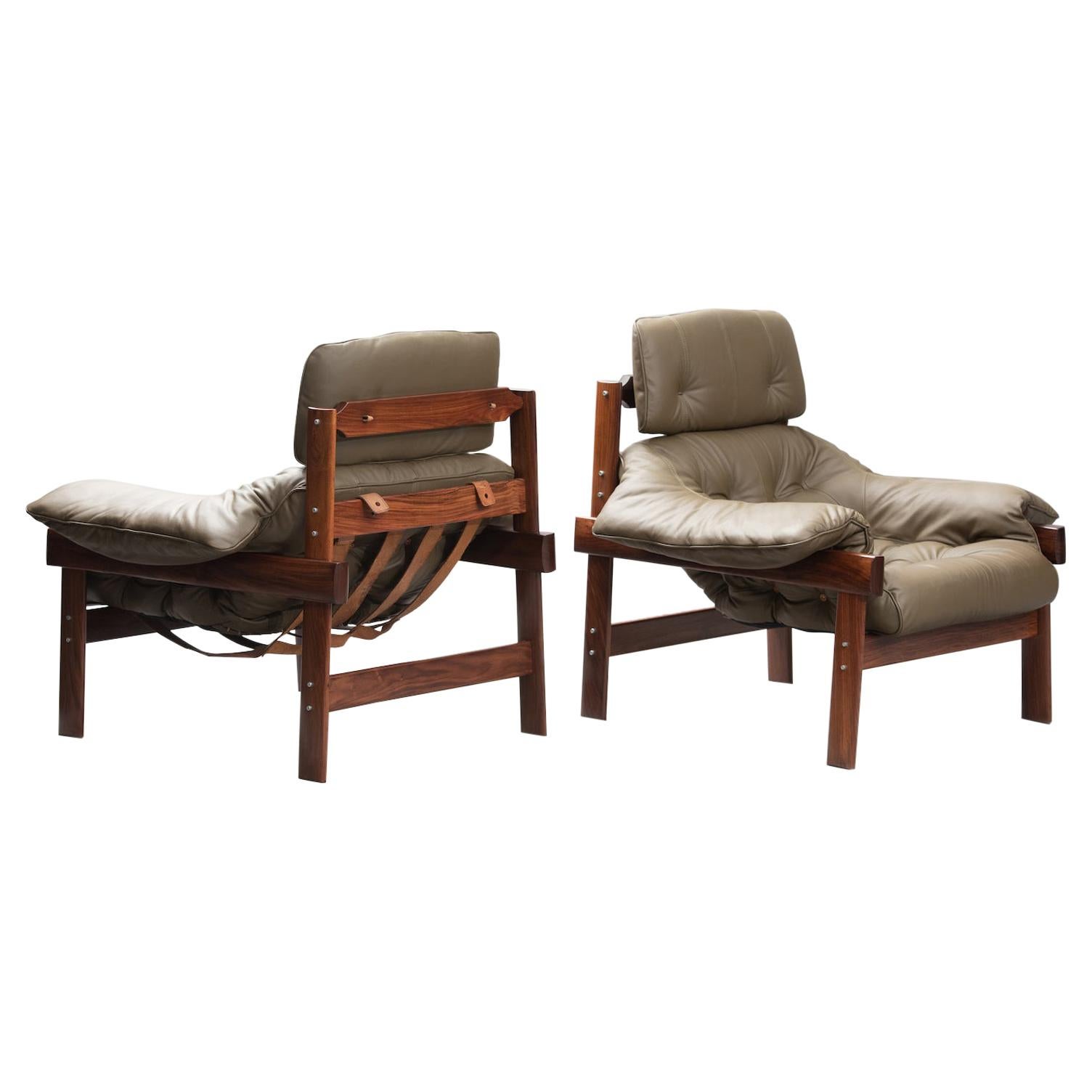 Percival Lafer Mid-Century Modern Hardwood Lounge Chairs for Lafer, Brazil 1960s