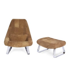Percival Lafer Midcentury Brazilian "Earth Chair" Set Armchair and Ottoman, 1976