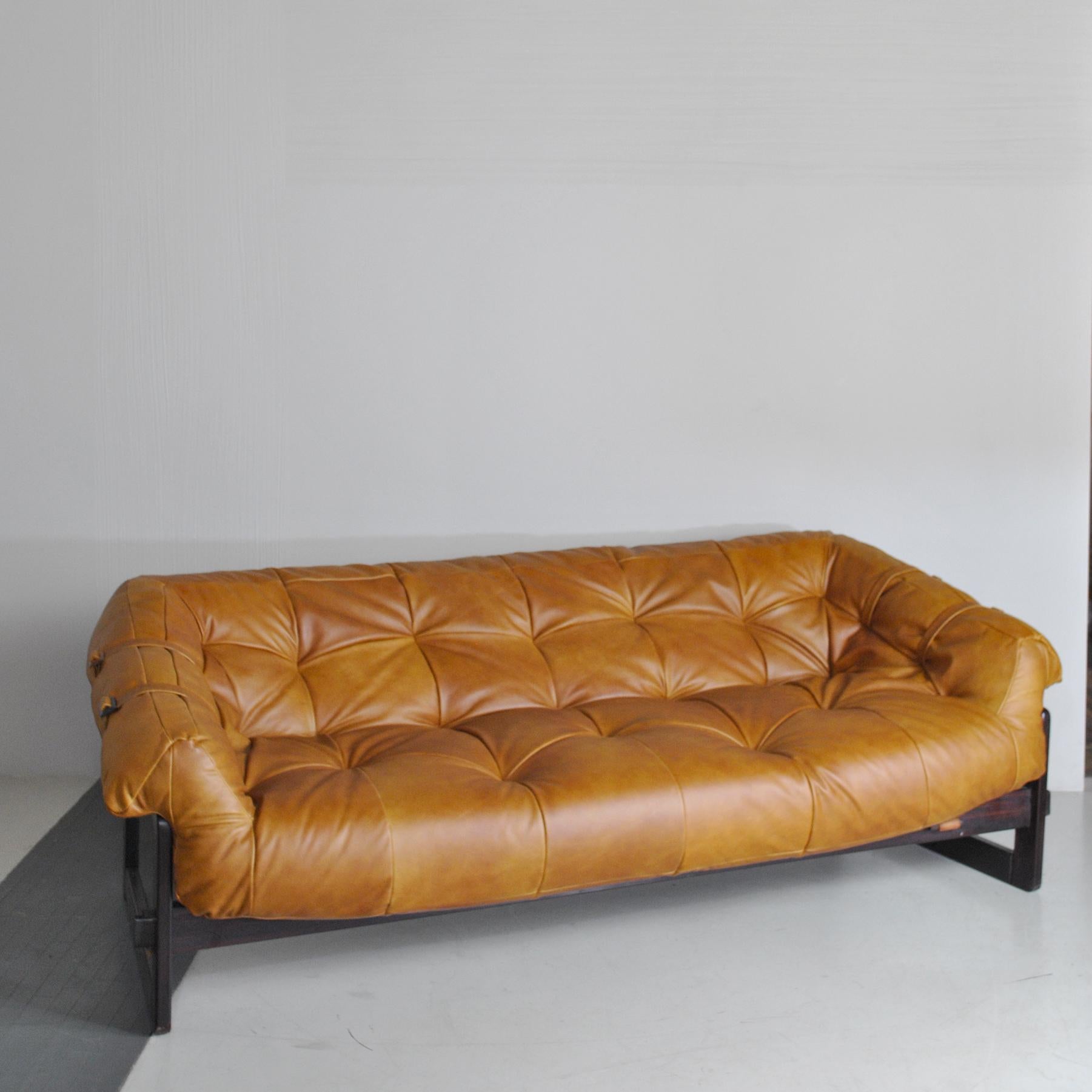 Leather Percival Lafer Midcentury Brazilian Sofa, 1960s