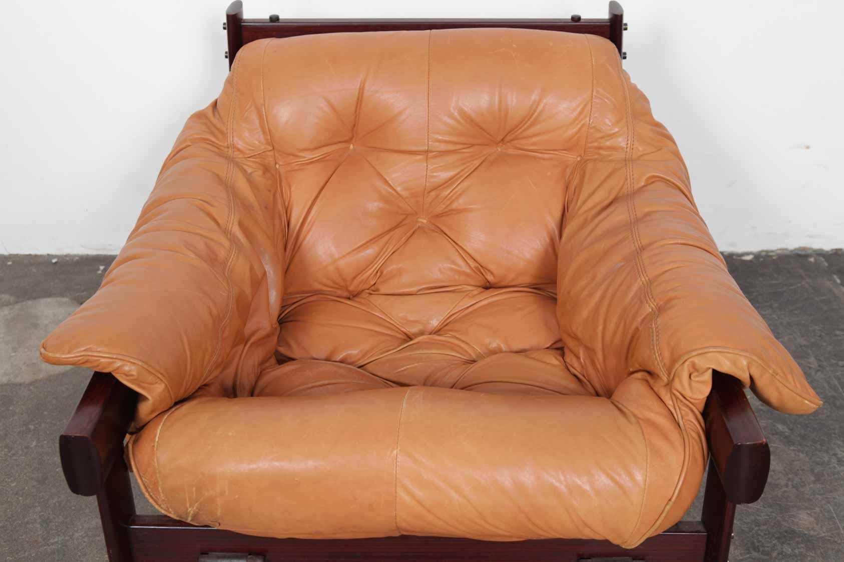 Mid-Century Modern Percival Lafer Model MP-41 Original Leather Lounge Chair, Brazil, 1970s