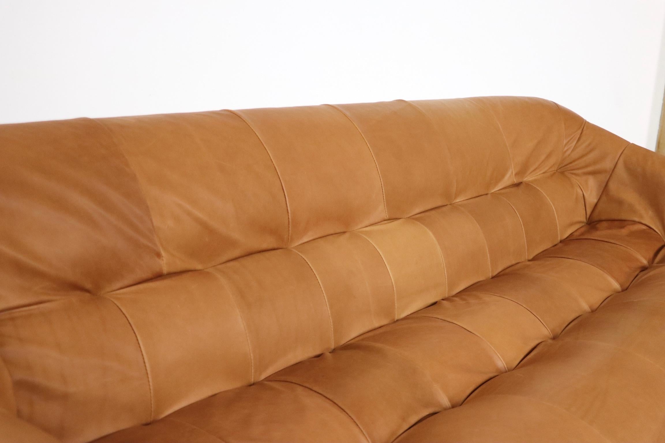 Leather Percival Lafer MP-97 Sofa in cognac leather, 1960s For Sale