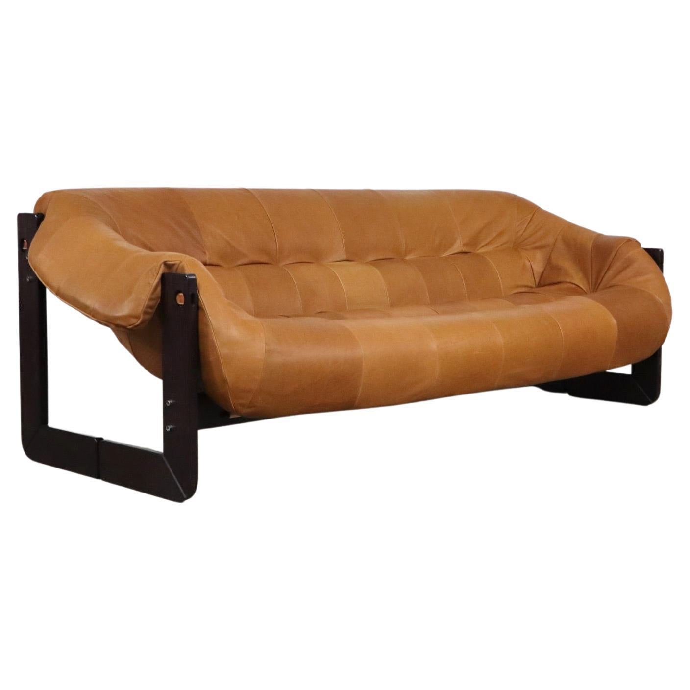 Percival Lafer MP-97 Sofa in cognac leather, 1960s For Sale