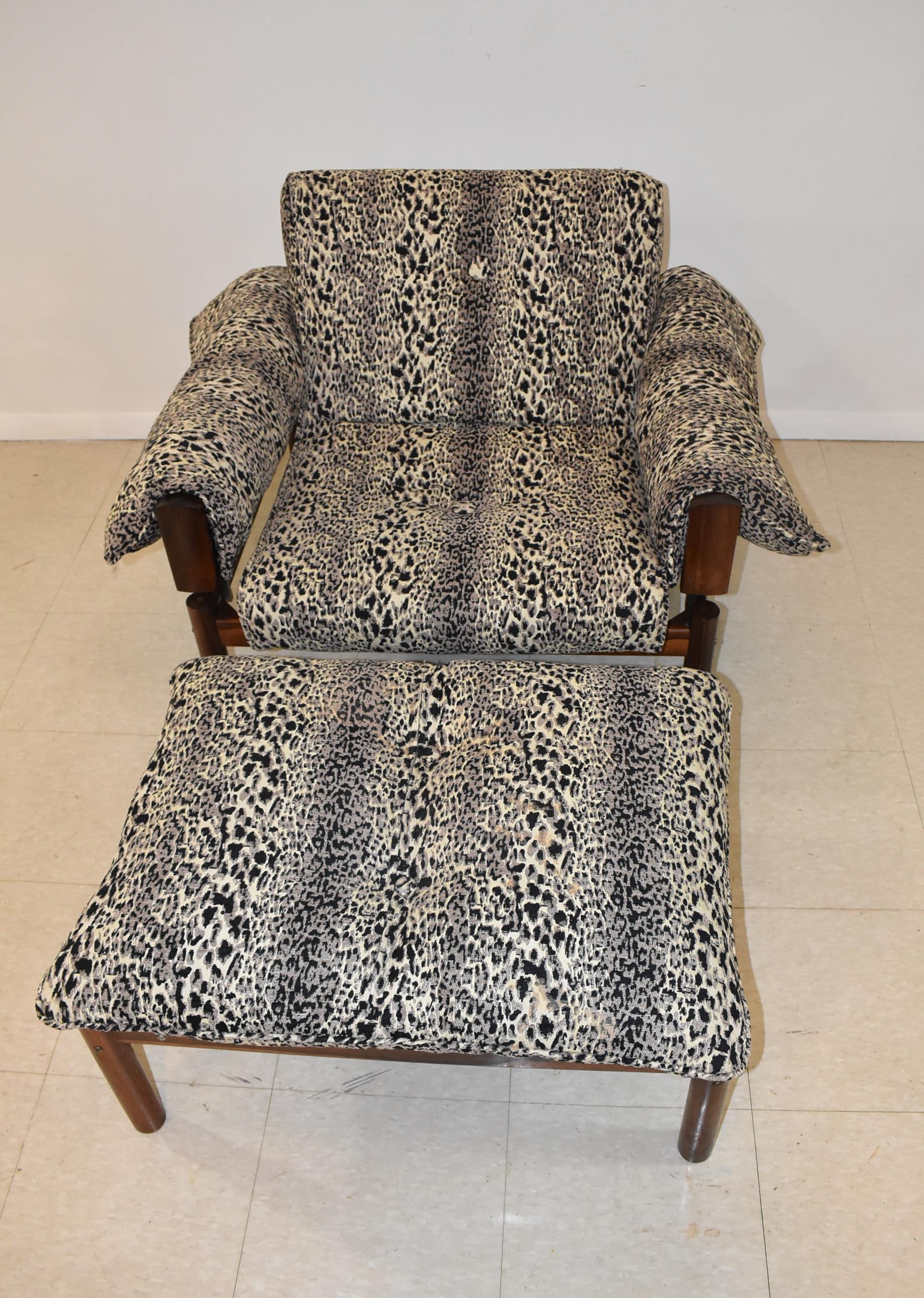 Mid-Century Modern Percival Lafer MP-13 Chair and Ottoman, Brazilian Design For Sale