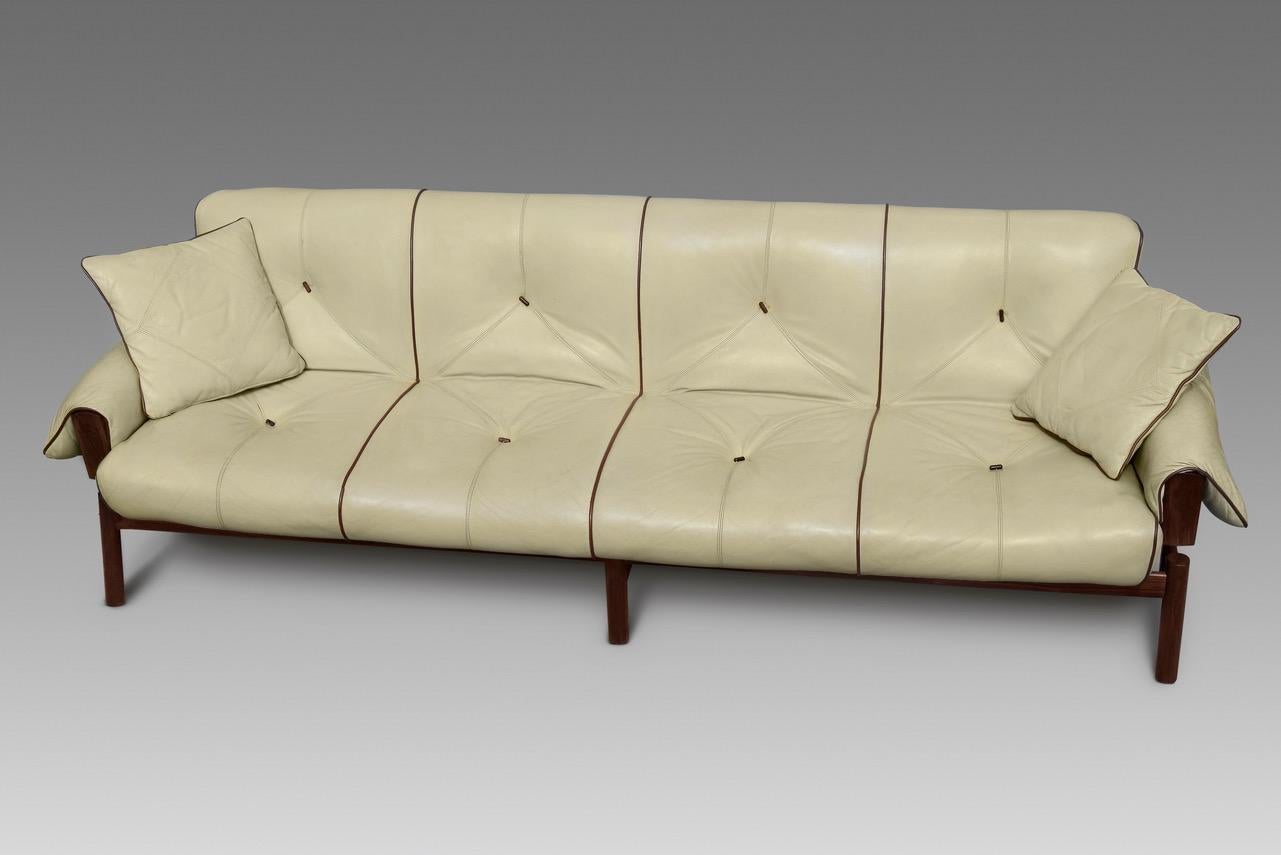 Percival Lafer MP-13 Ivory Leather Sofa For Sale 11