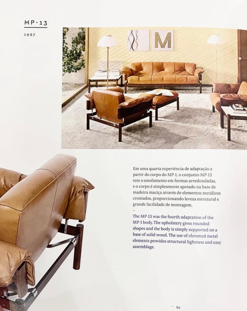 Percival Lafer MP-13 Elfenbeinfarbenes Leder-Sofa (Moderne der Mitte des Jahrhunderts) im Angebot