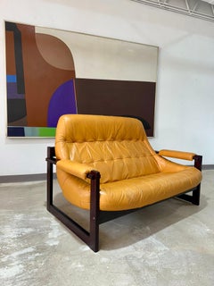 Percival Lafer MP-163 Brazilian Leather ‘Earth’ Loveseat Sofa