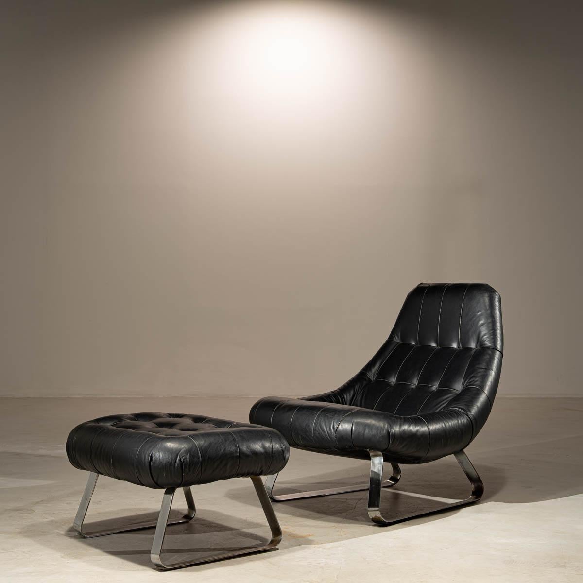 A true icon of Brazilian modernist design, this Percival Lafer MP-163 lounge chair with its matching ottoman embodies the designer's signature approach to comfort, innovation, and sculptural aesthetics. Designed in the 1960s, this sought-after