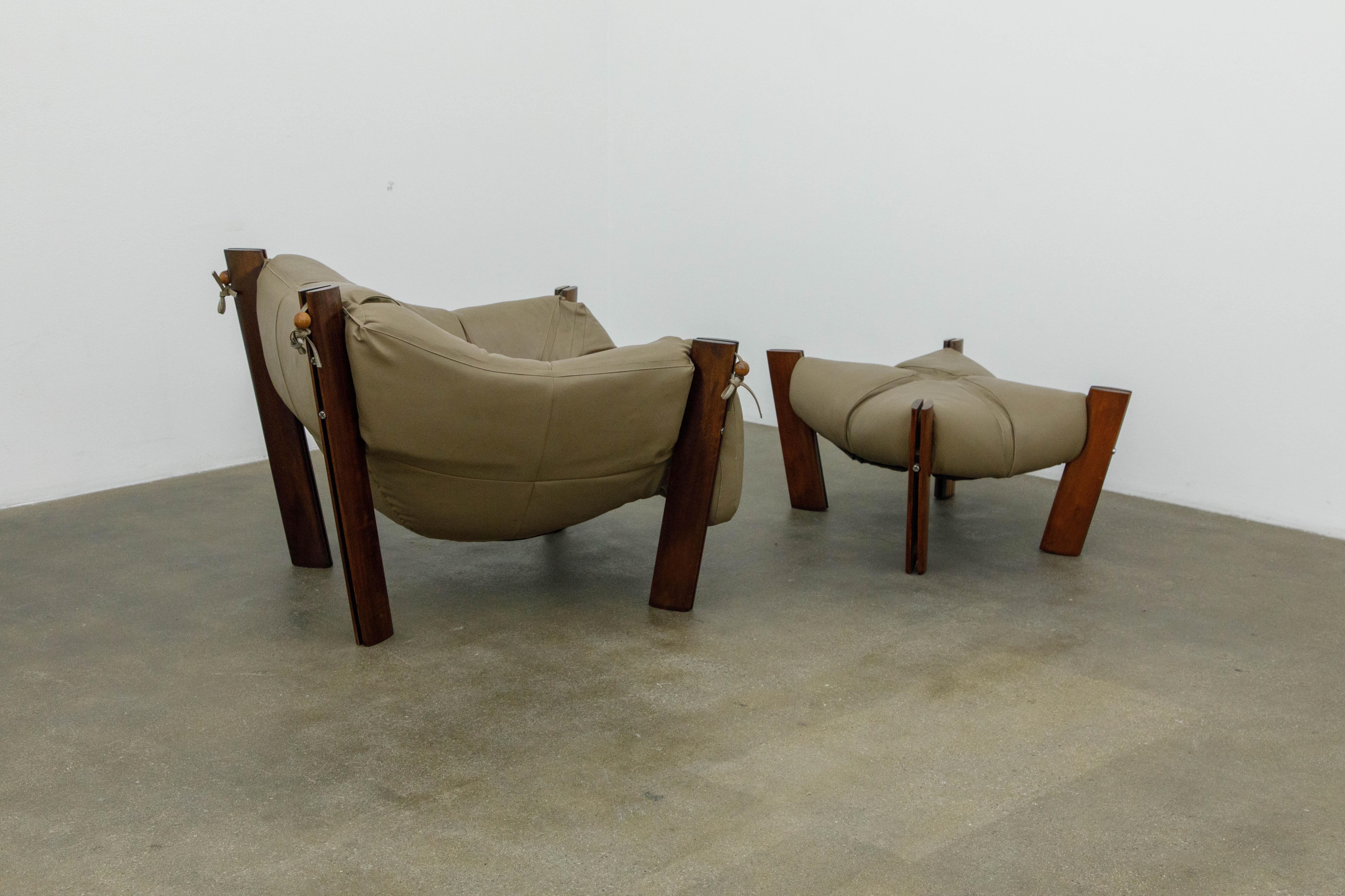 Percival Lafer 'MP-211' Armchair and Ottoman, Brazil circa 1960s, Signed In Good Condition In Los Angeles, CA