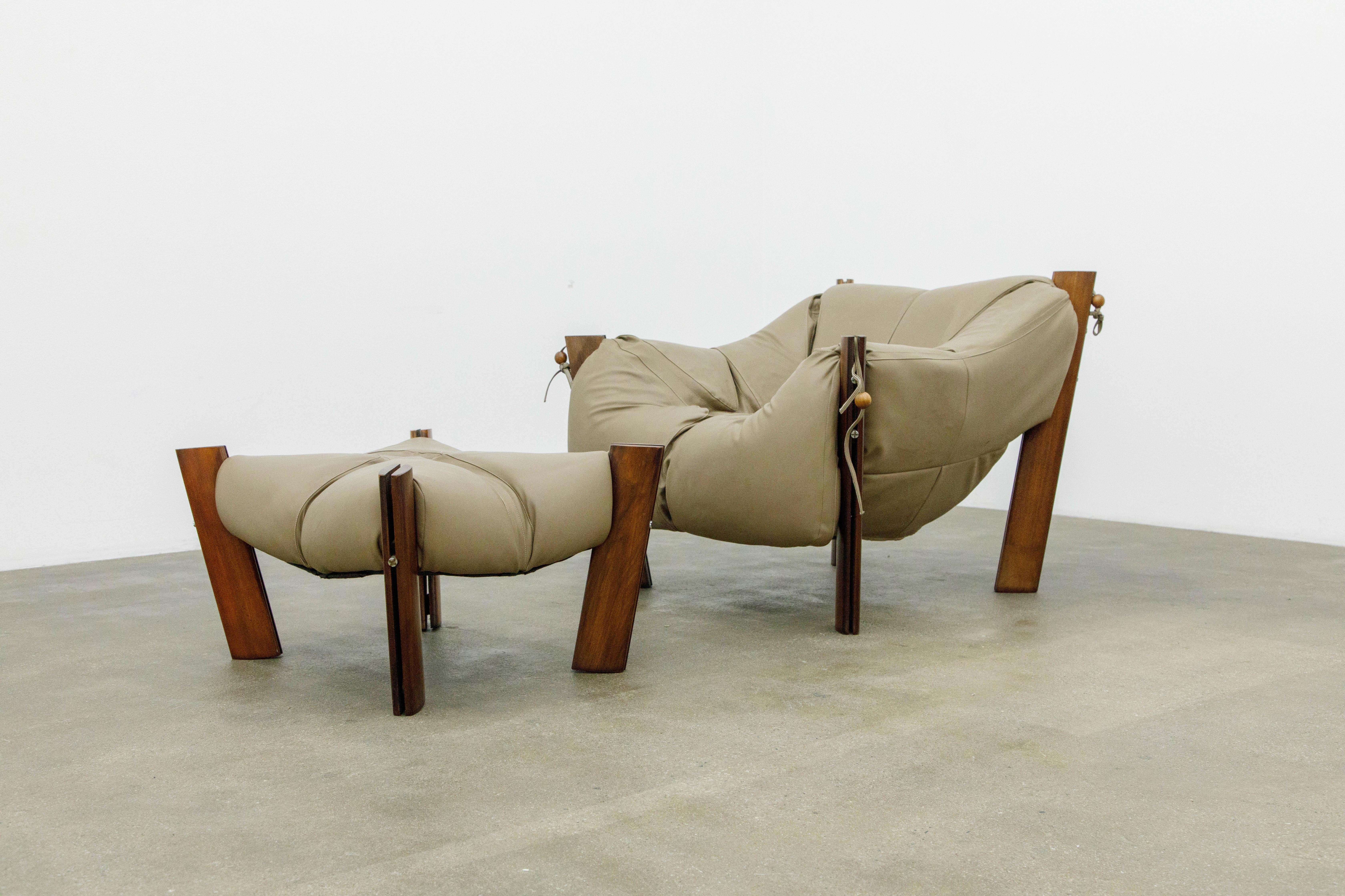 Percival Lafer 'MP-211' Armchairs and Ottoman, Brazil circa 1960s, Signed 4