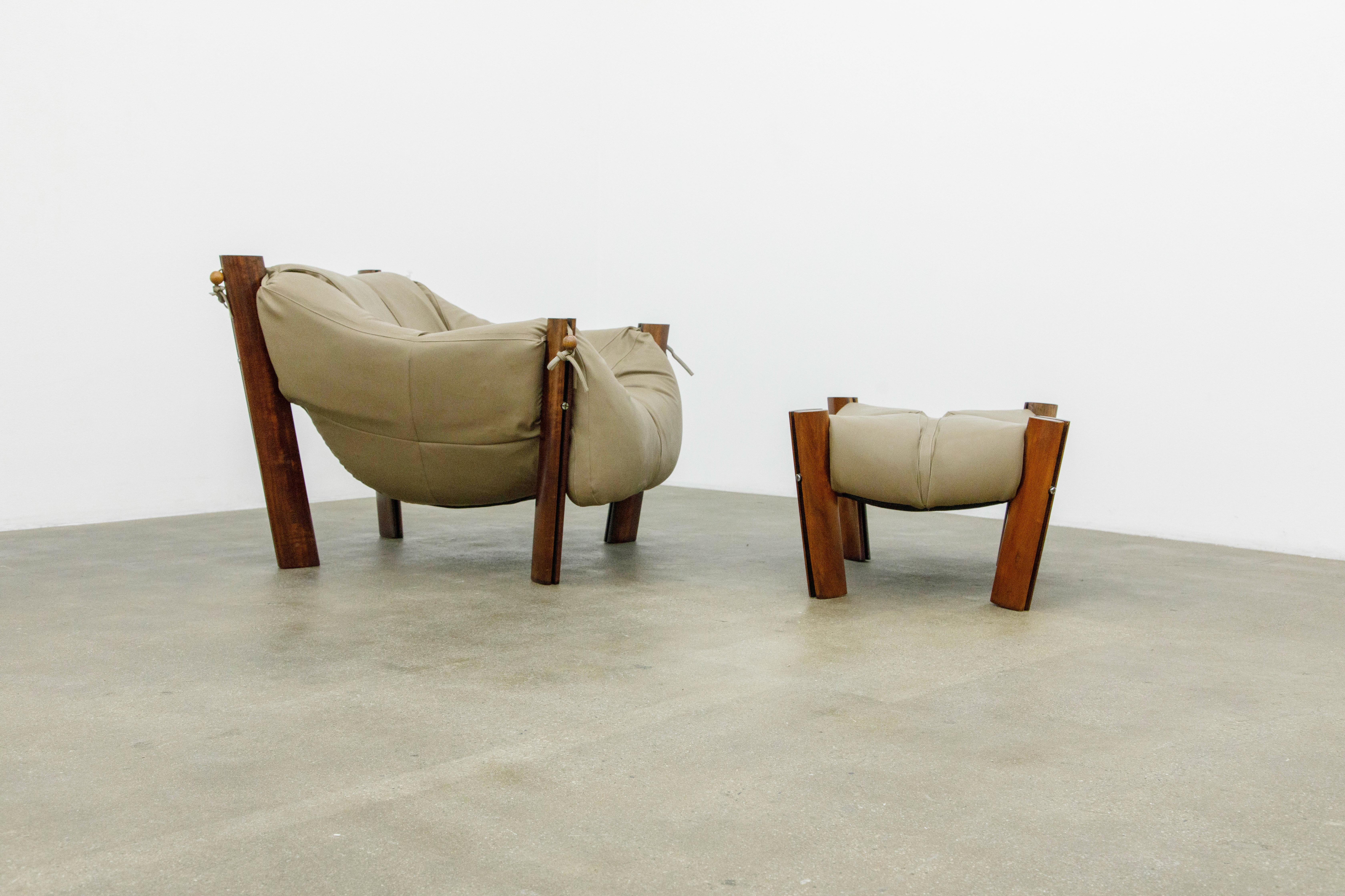 Mid-20th Century Percival Lafer 'MP-211' Armchairs and Ottoman, Brazil circa 1960s, Signed