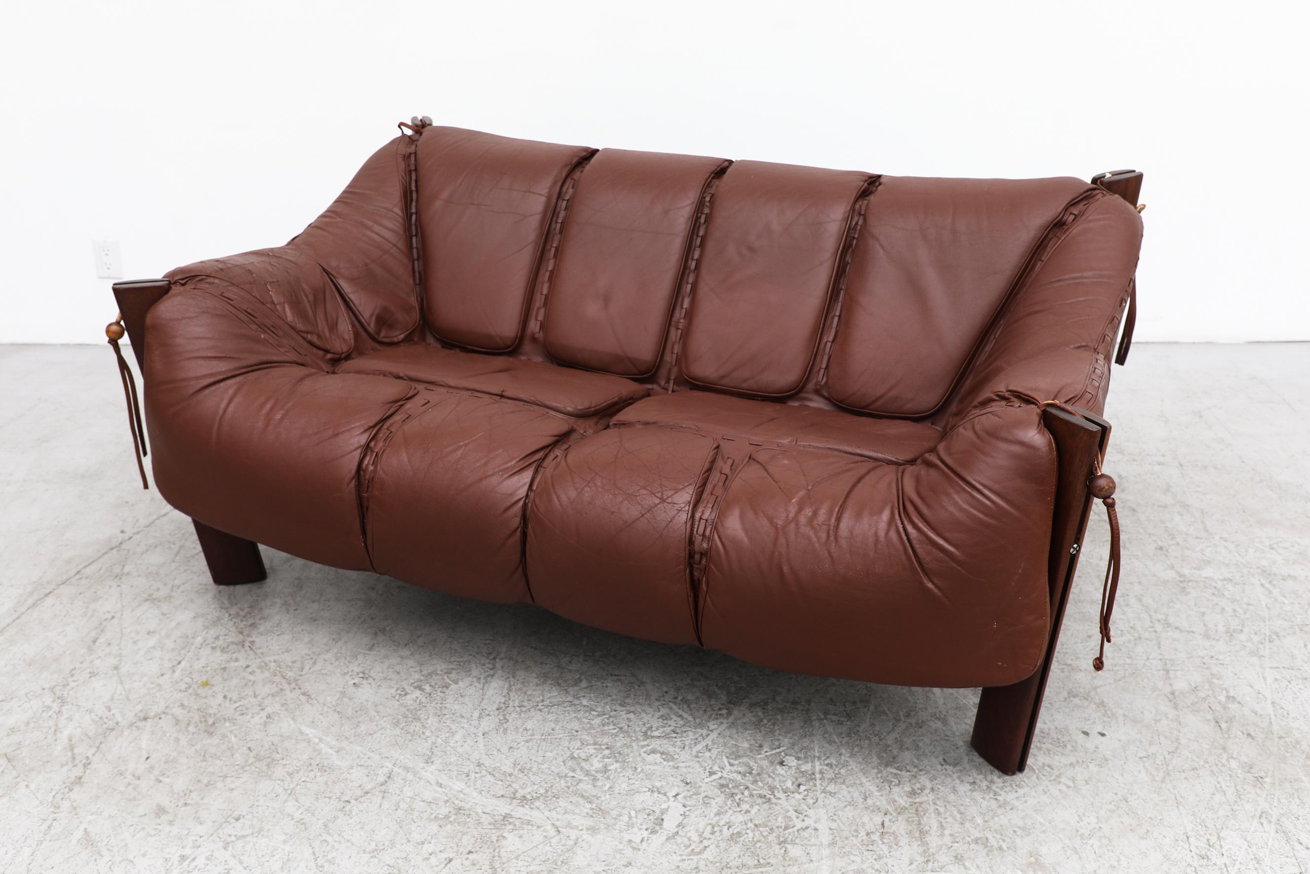 Percival Lafer MP-211 Brazilian Rosewood and Leather Loveseat, 1970s 11