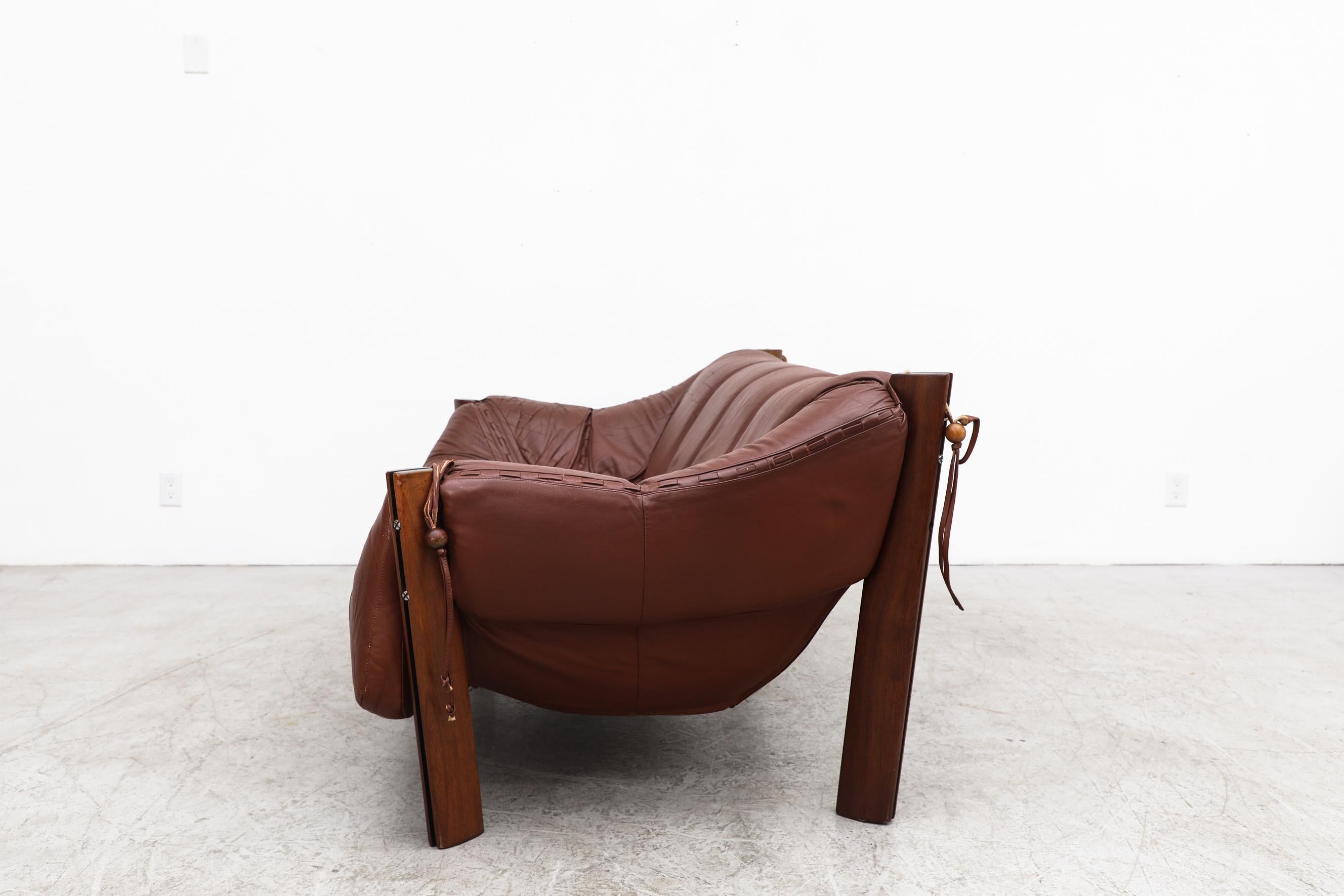 Late 20th Century Percival Lafer MP-211 Brazilian Rosewood and Leather Loveseat, 1970s