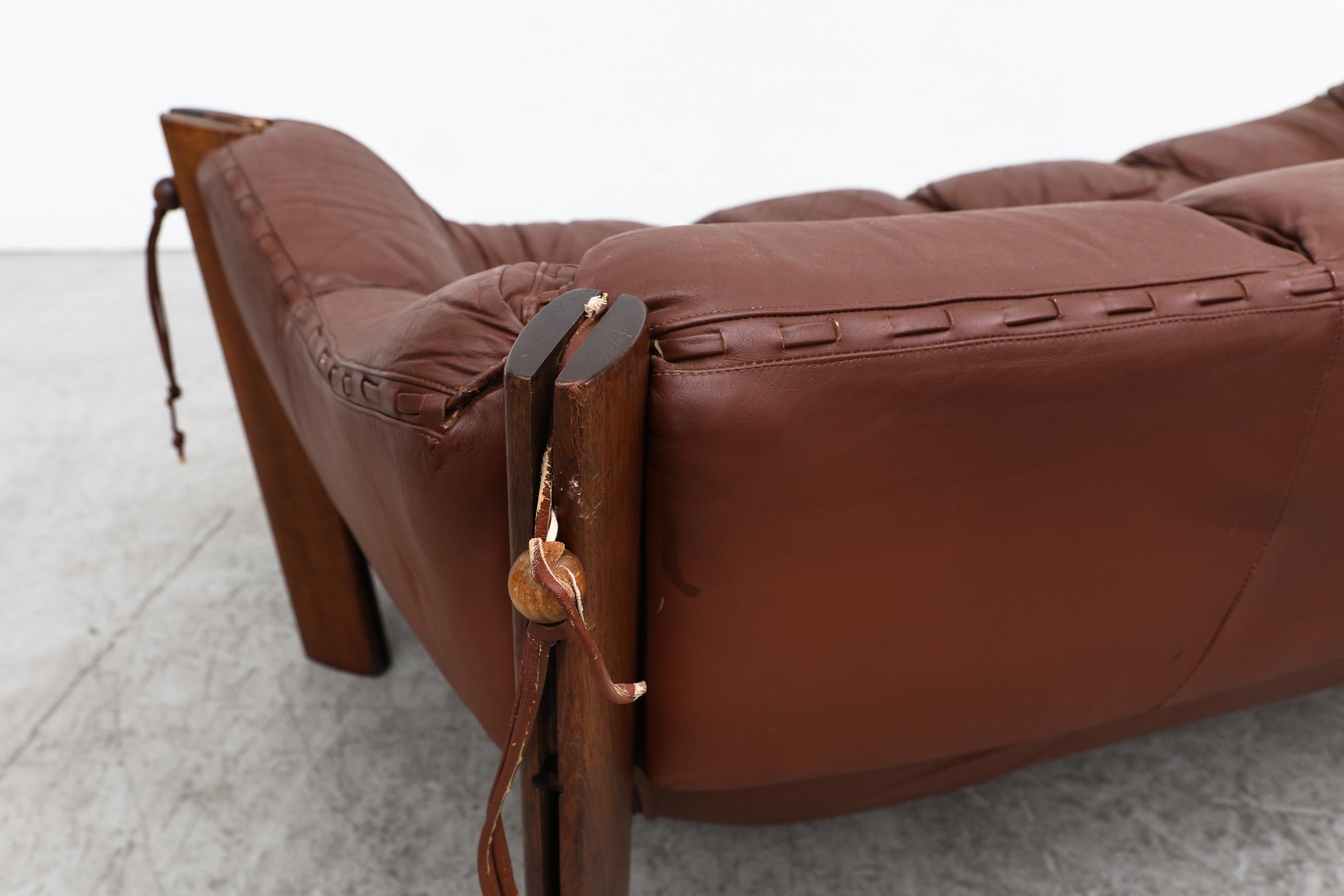 Percival Lafer MP-211 Brazilian Rosewood and Leather Loveseat, 1970s 2