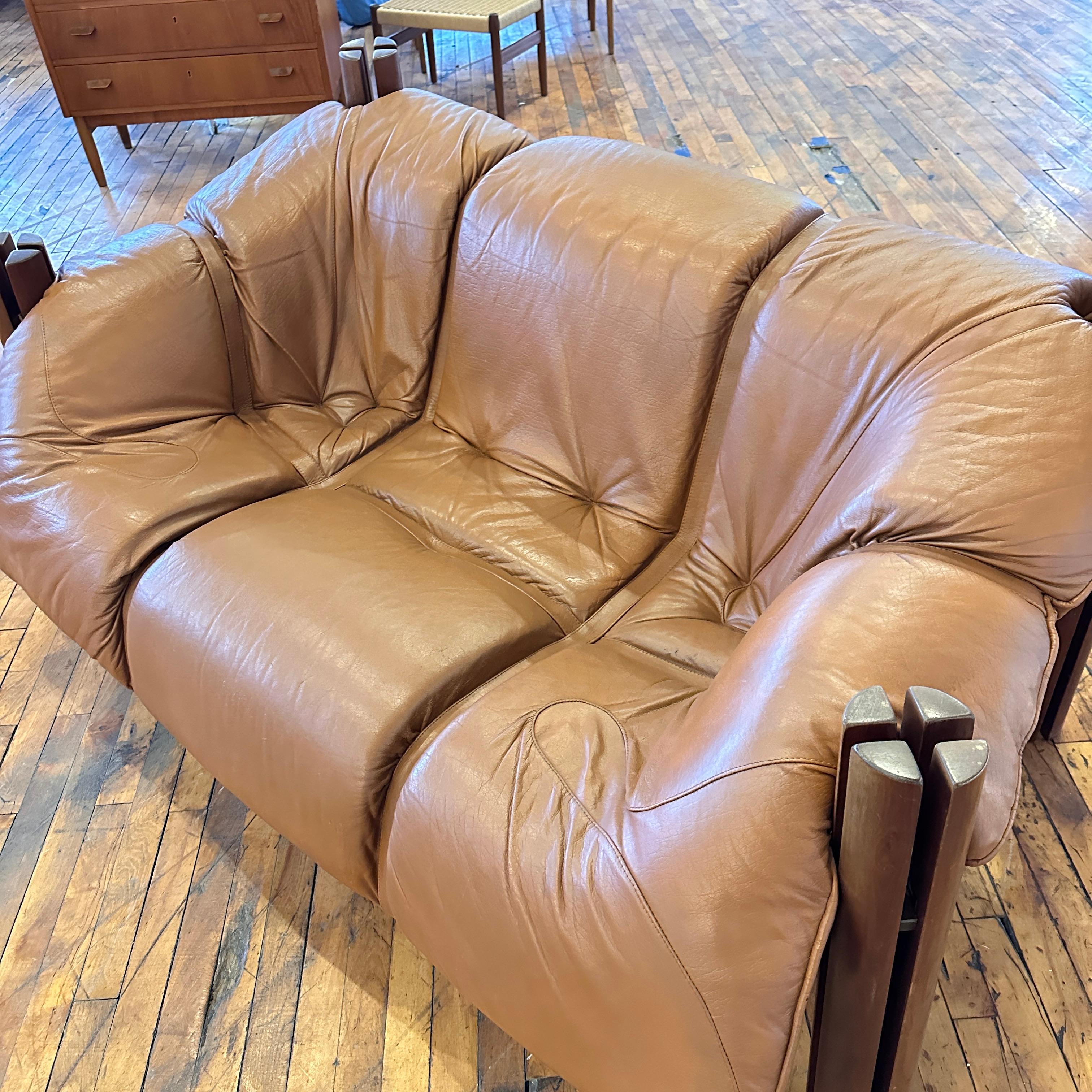 Percival Lafer MP-211 Cognac Leather Loveseat 1