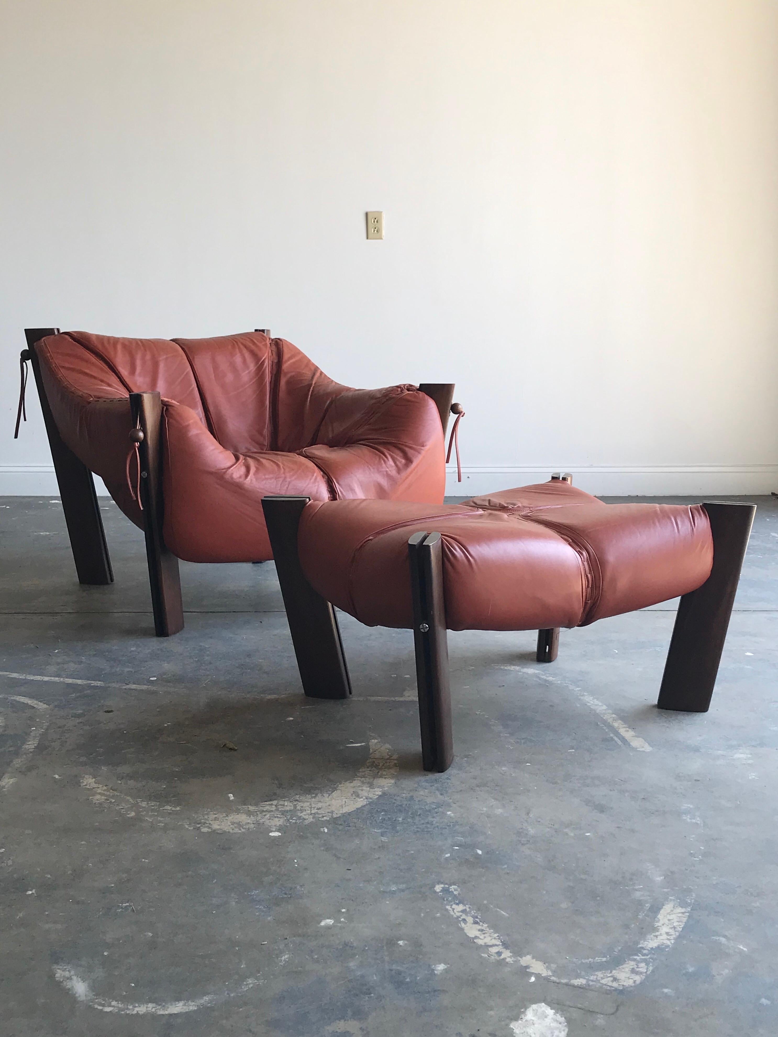 Mid-Century Modern Percival Lafer MP-211 Lounge Chair and Ottoman