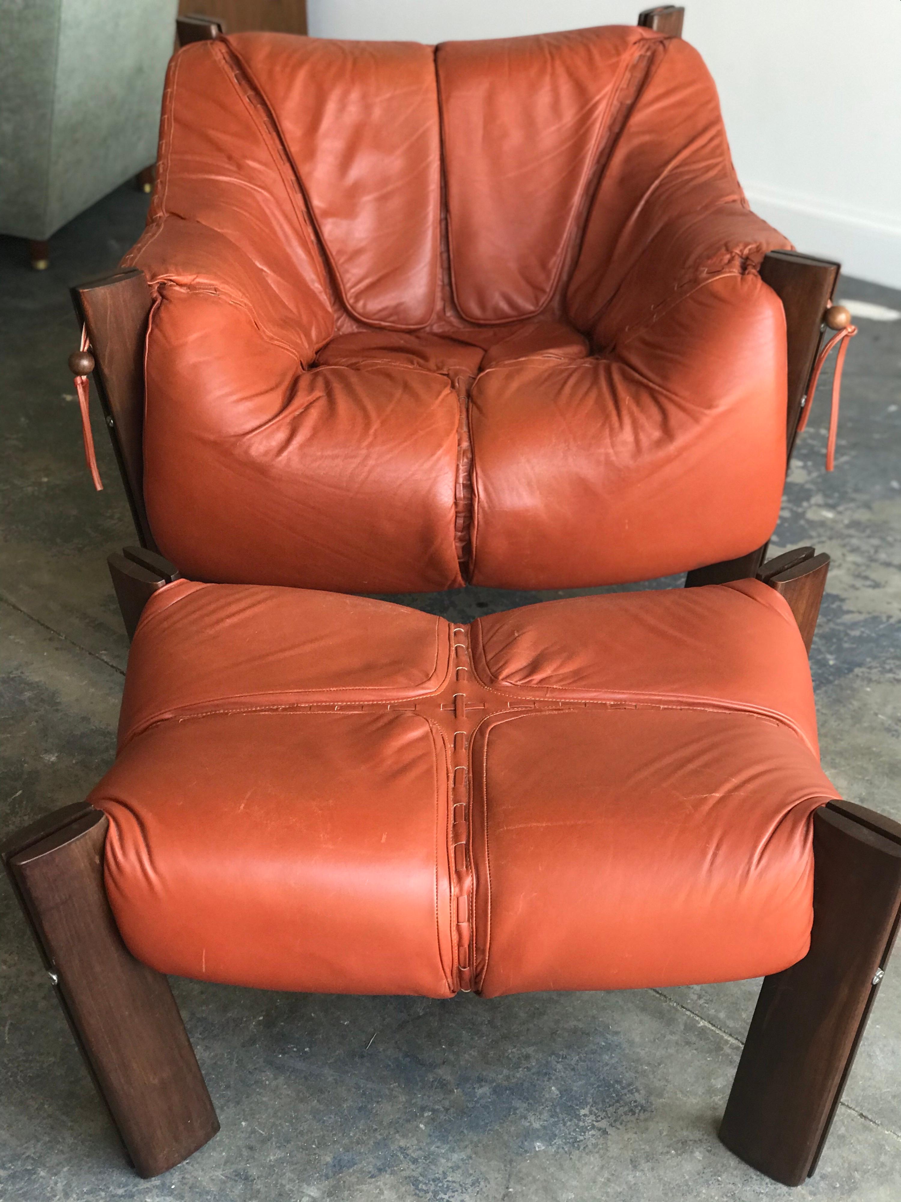 Leather Percival Lafer MP-211 Lounge Chair and Ottoman
