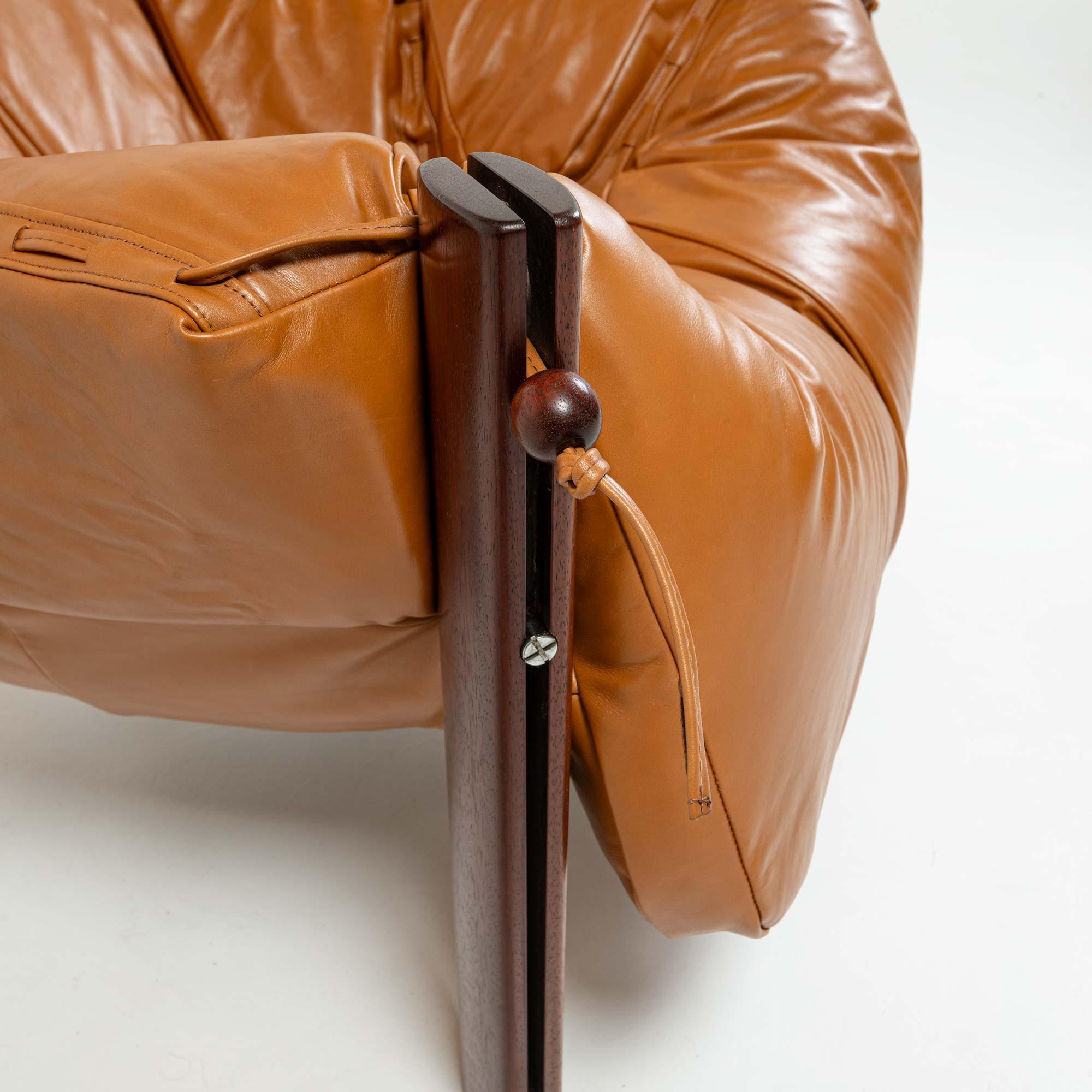 Percival Lafer MP-211 lounge chair in rosewood and Maharam Sorghum leather 4