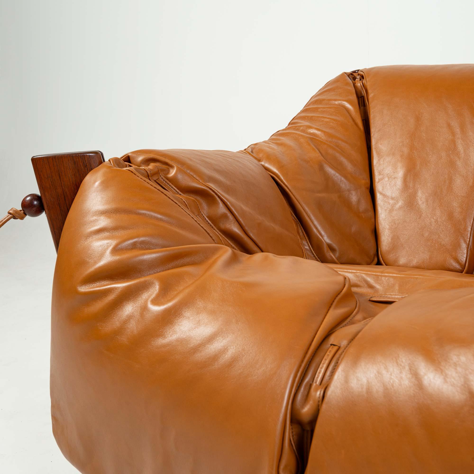 Leather Percival Lafer MP-211 lounge chair in rosewood and Maharam Sorghum leather