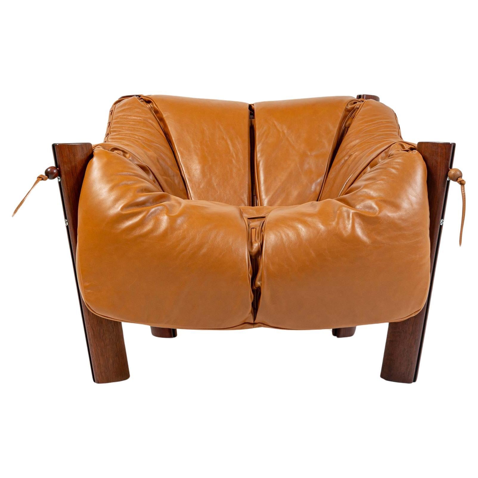 Percival Lafer MP-211 lounge chair in rosewood and Maharam Sorghum leather
